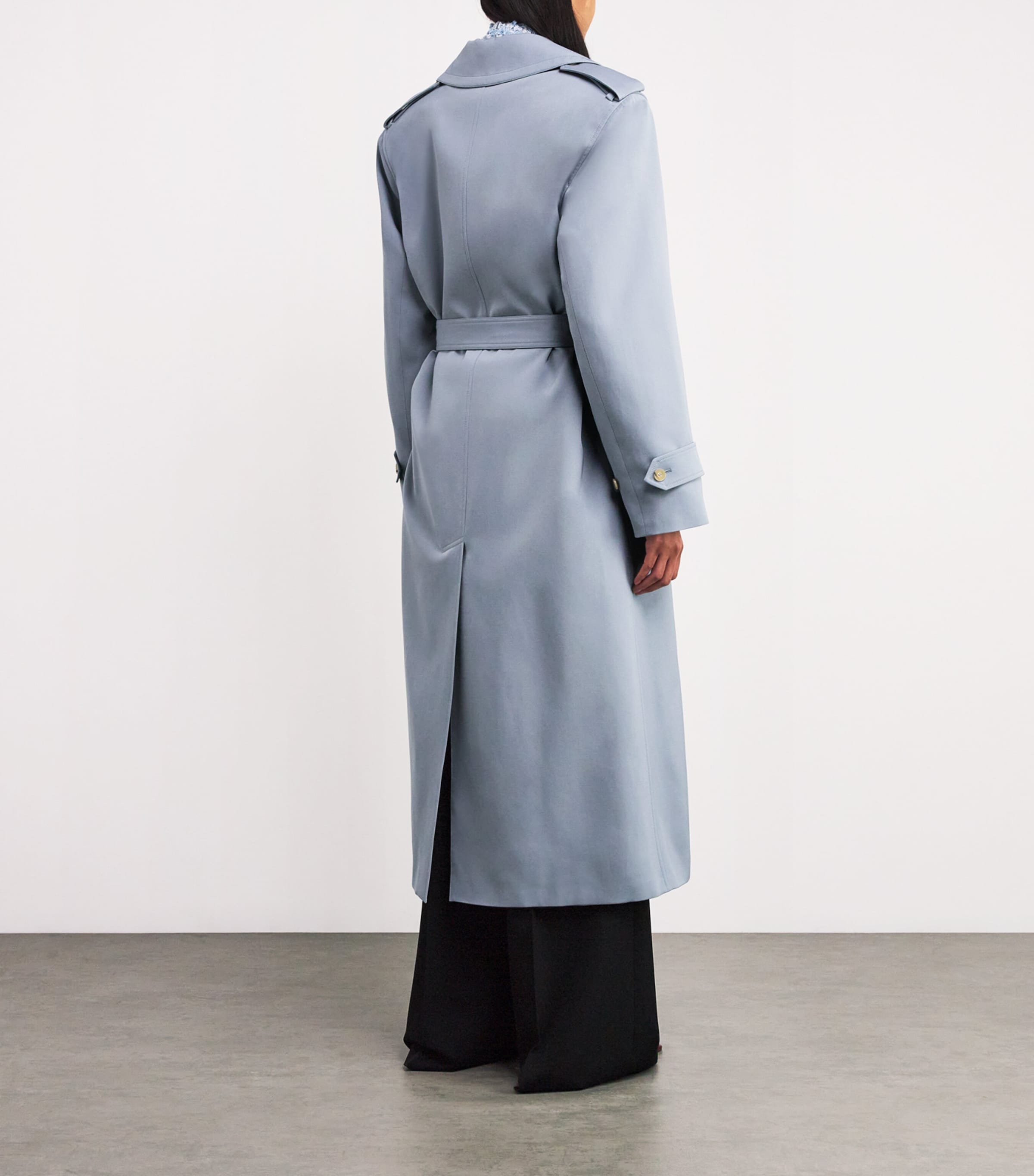 Stella McCartney Womens Wool-Blend Trench Coat Mist Image 4