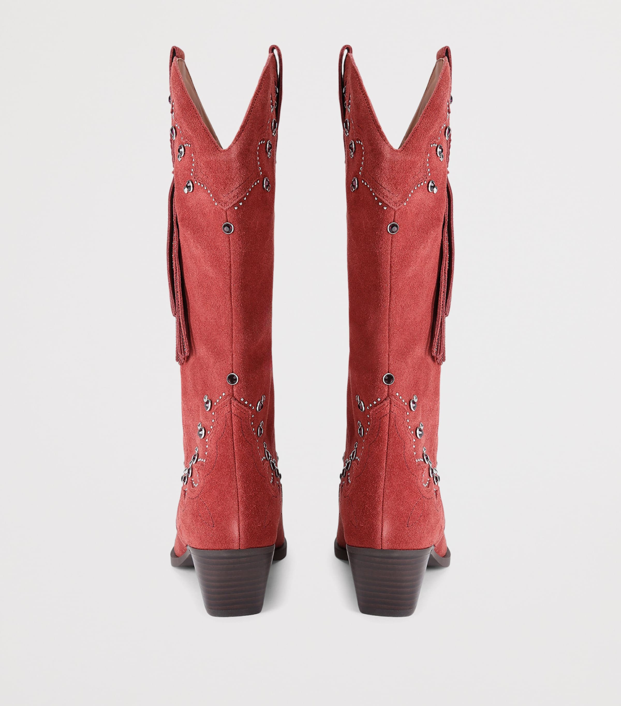 Kurt Geiger London Suede Cowboy Glasto Tassel Boots 50 Wine Image 3