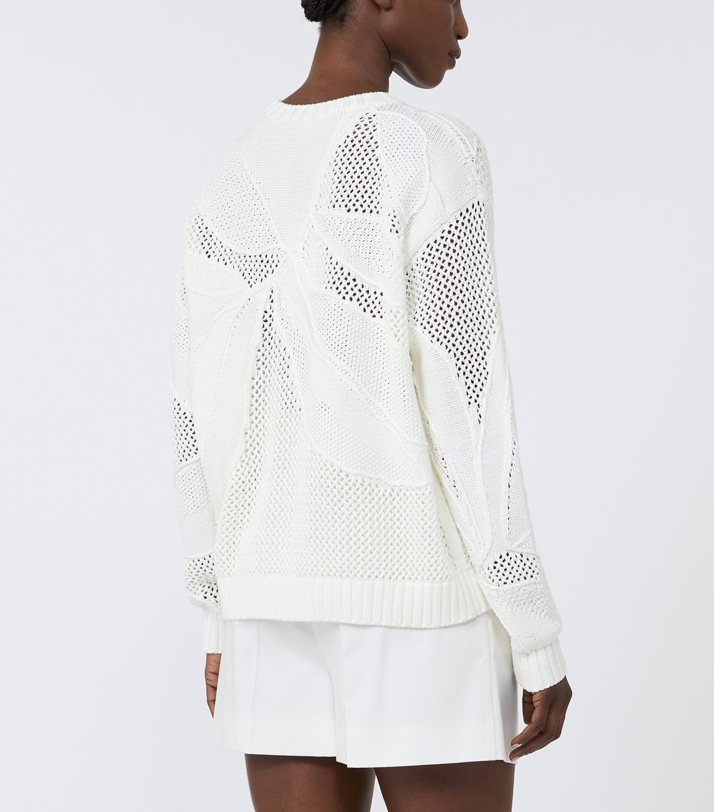 Max Mara Womens Crochet Logo Sweater White Image 3