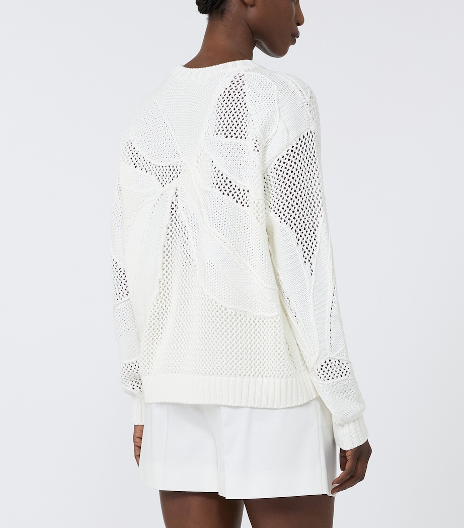 Max Mara Womens Crochet Logo Sweater White Image 3