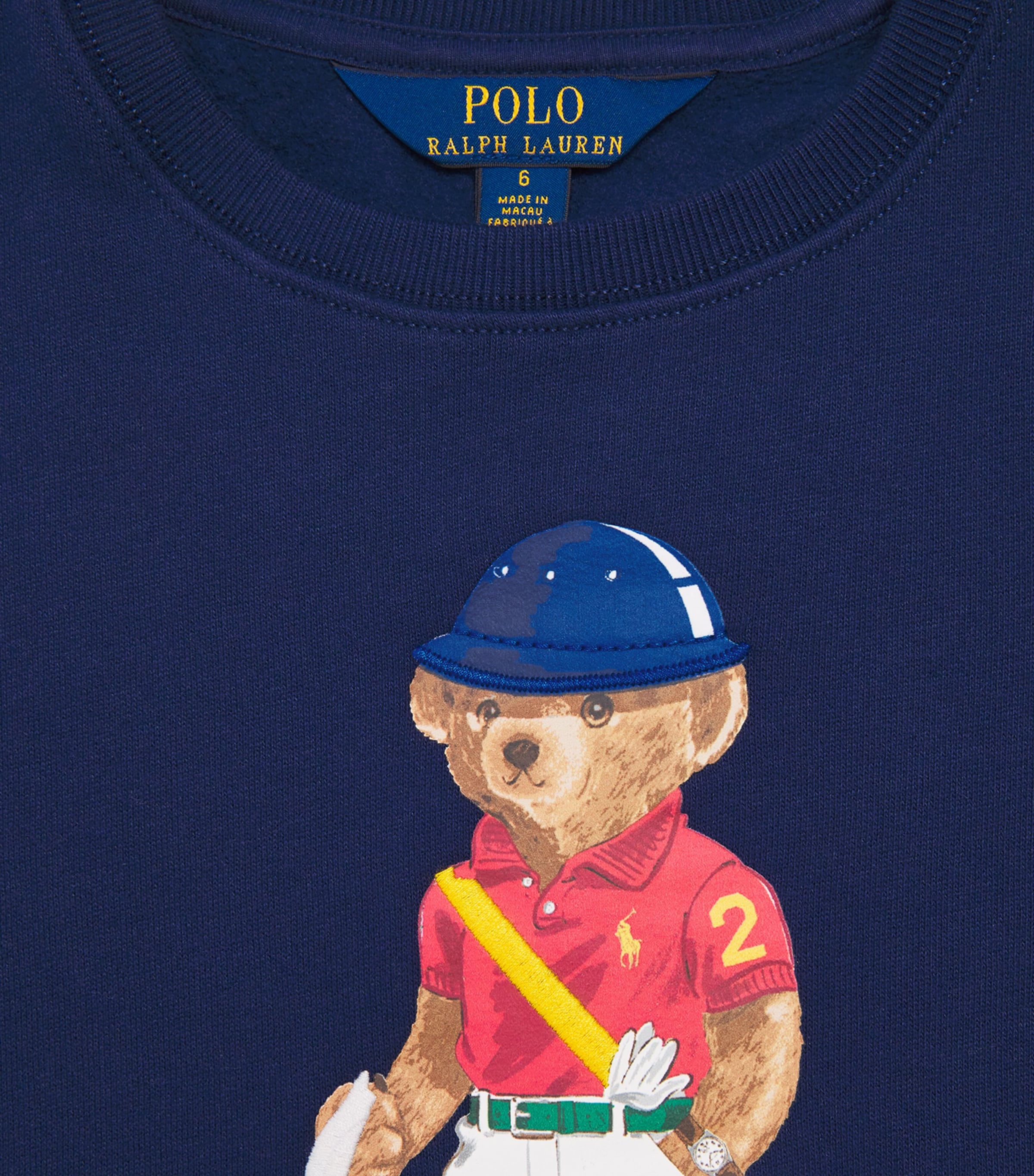 Cotton Fleece Polo Bear Sweatshirt (2-7 Years) NAVY Image 3