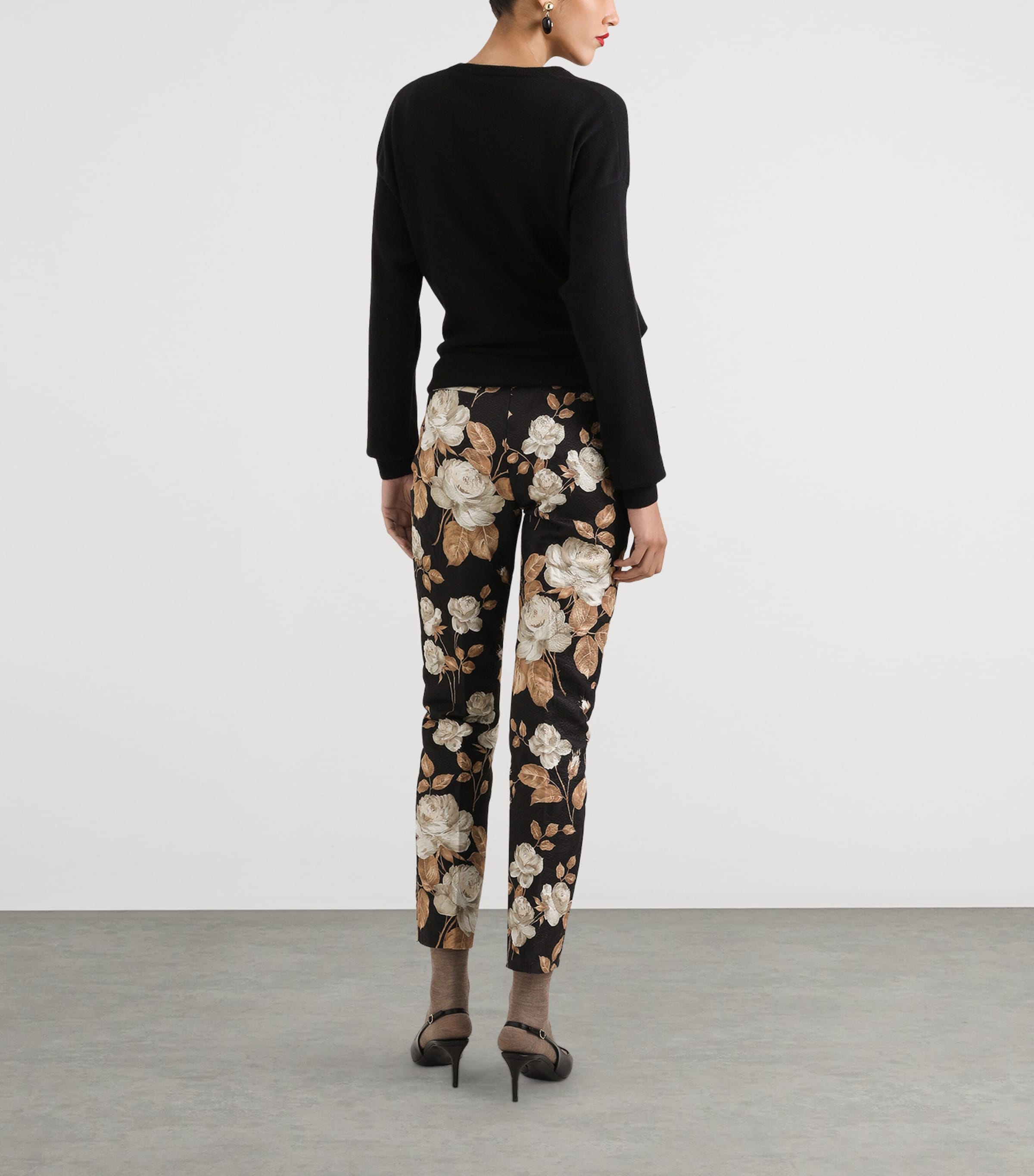 Cotton-Blend Floral Trousers HN5QQ-ROSE VINT Image 3