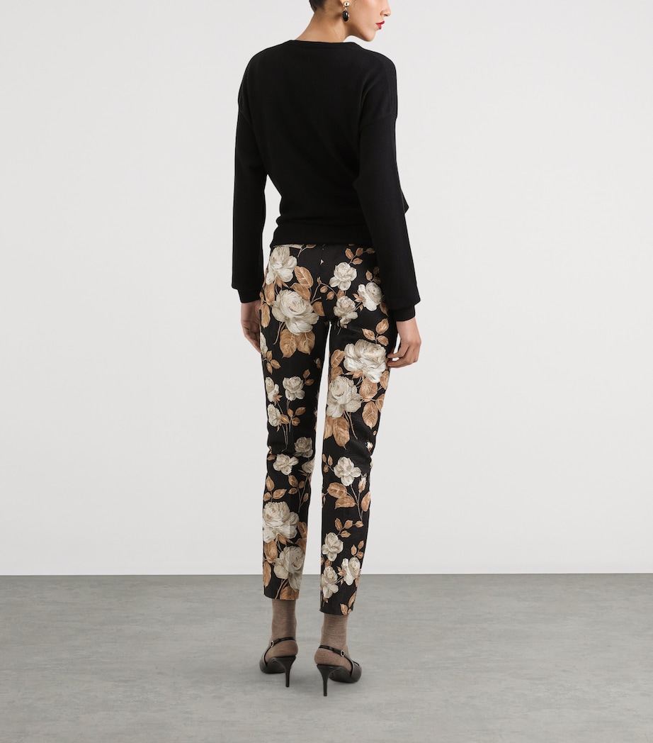 Cotton-Blend Floral Trousers HN5QQ-ROSE VINT Image 3