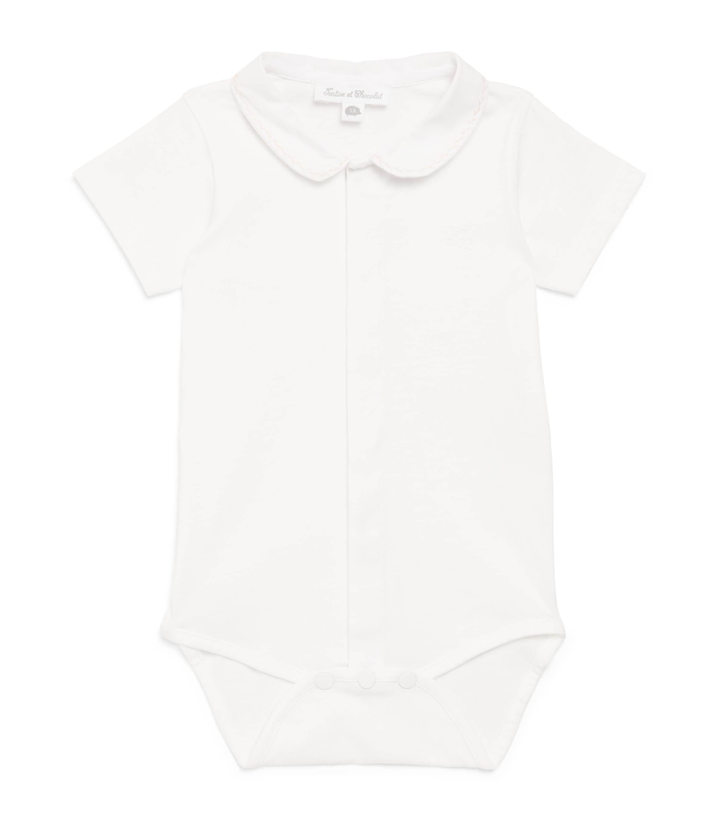 Shop Tartine Et Chocolat Cotton Pink Embroidered Bodysuit In Grey