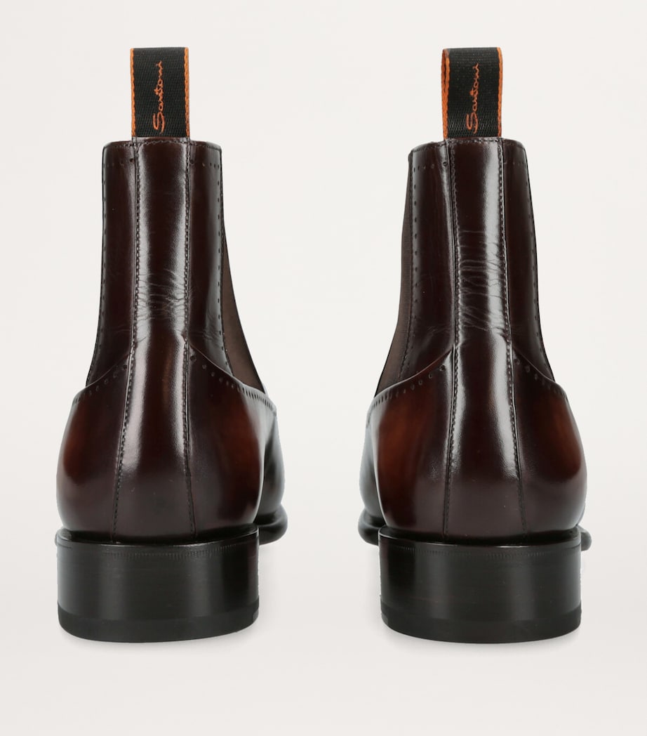 Leather Carter Punch Chelsea Boots DARK BROWN Image 2