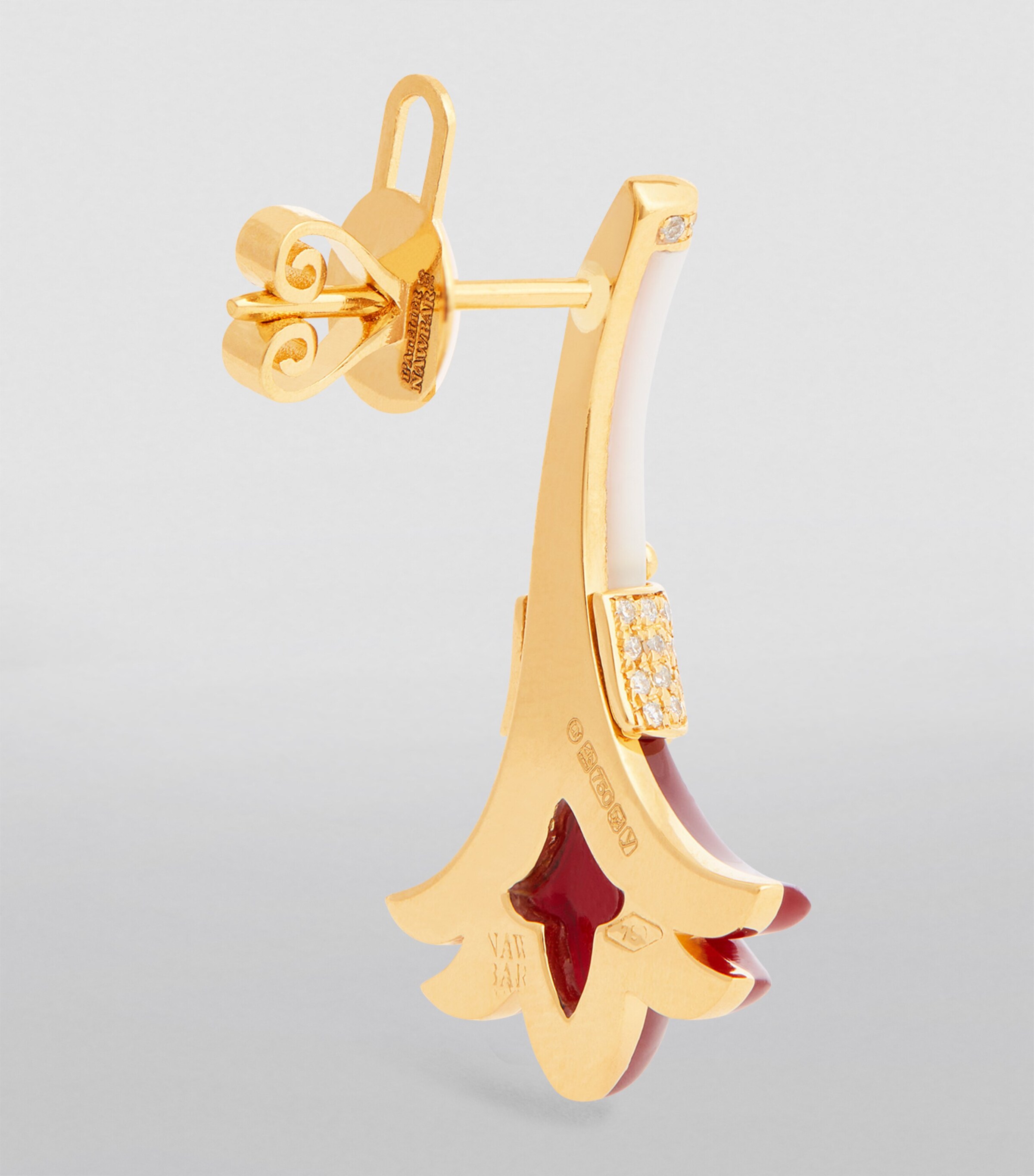 L'ATELIER NAWBAR Yellow Gold, Diamond and Mother-of-Pearl Psychedeliah Earrings Burgundy Image 3