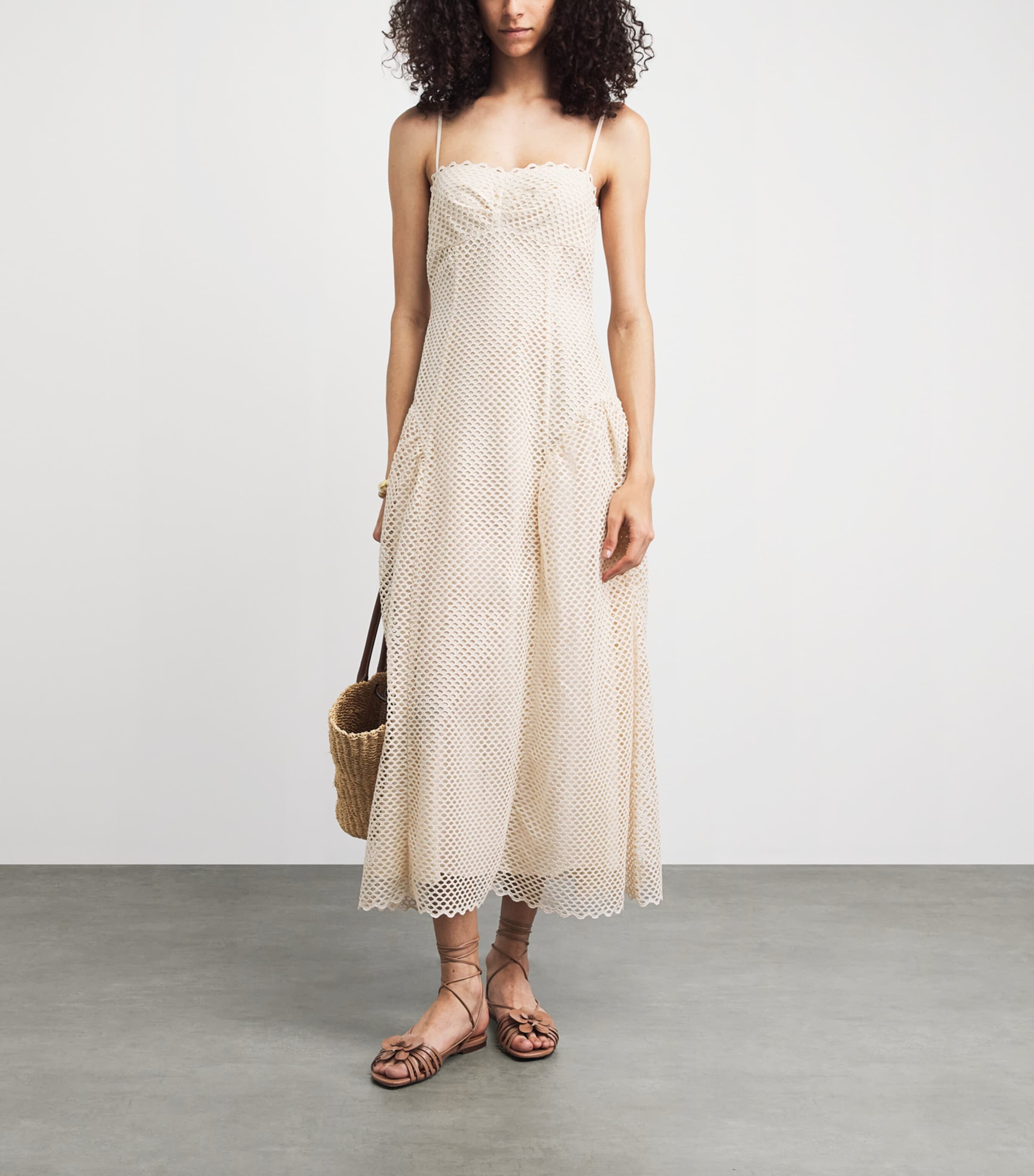 Ulla Johnson Womens Cotton Eyelet Isotta Midi Dress Cowrie Image 2