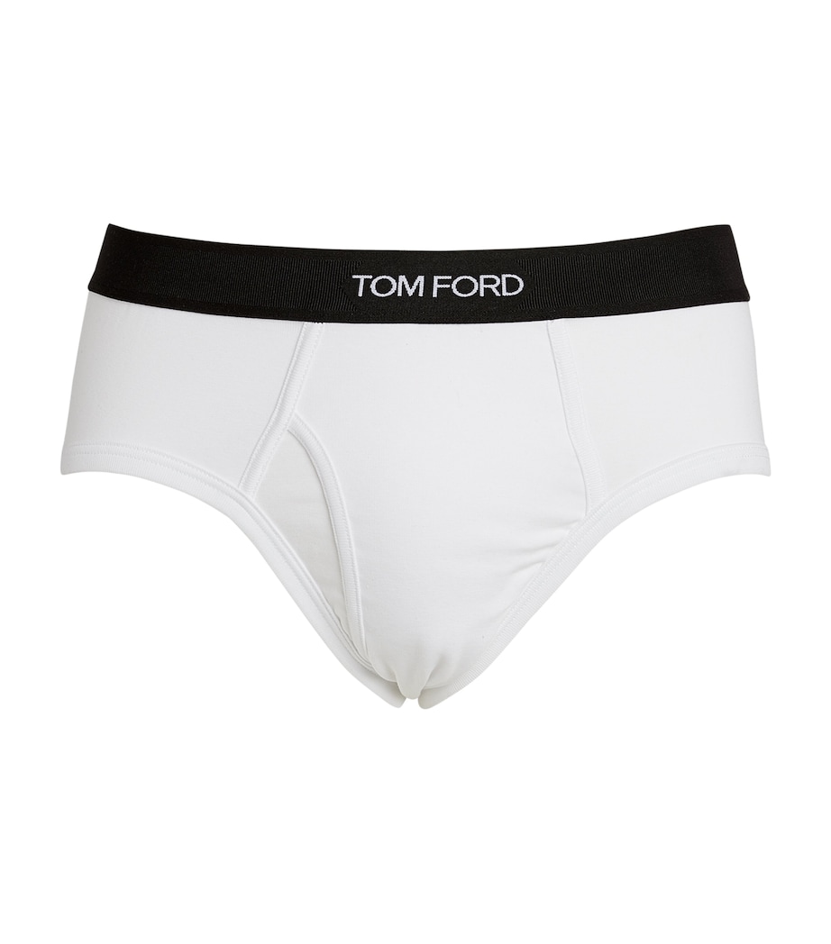 Cotton-Stretch Logo Briefs (Pack of 2) 100 WHITE Image 5