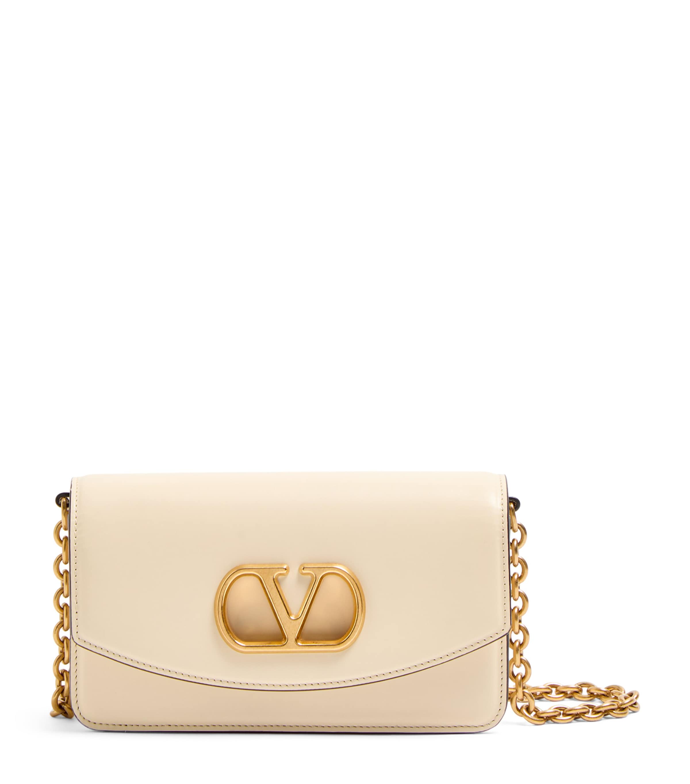 Valentino Garavani Garavani Vain Clutch Bag In Shiny Calfskin Woman Butter Uni In Neutral