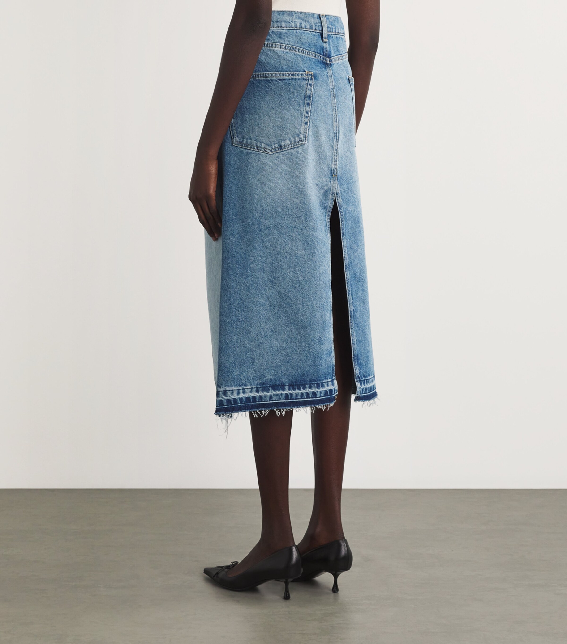 Organic Denim Split Midi Skirt 4545 TWO TONAL DENIM Image 4