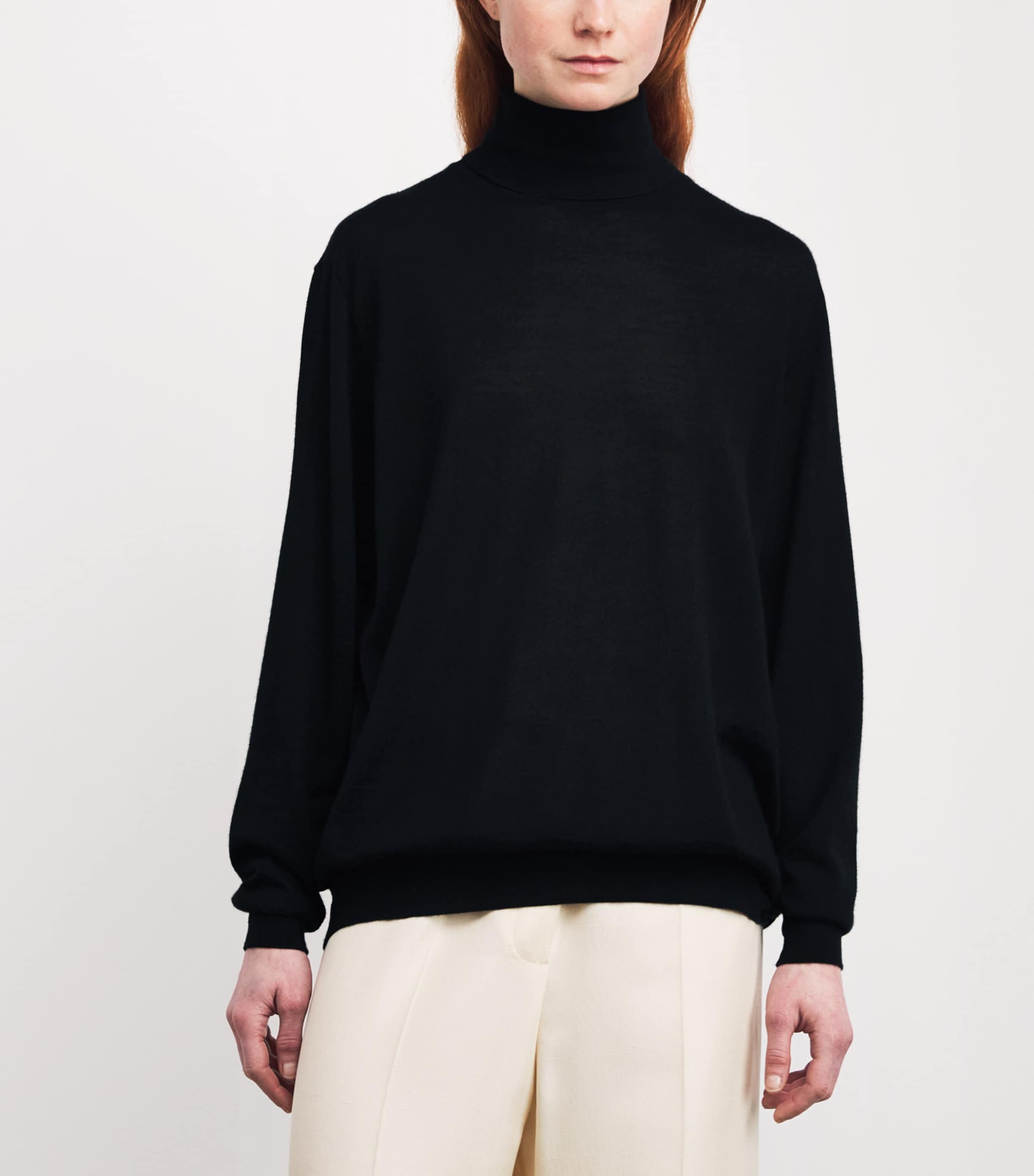 The Row Womens Nabari Cashmere Rollneck Sweater Black Image 3