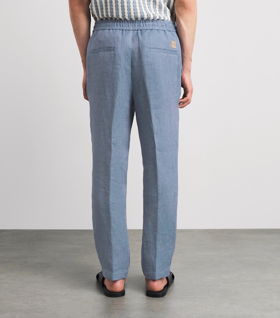 Jacob Cohën Mens Linen Drawstring Straight Trousers Azzurro Image 5