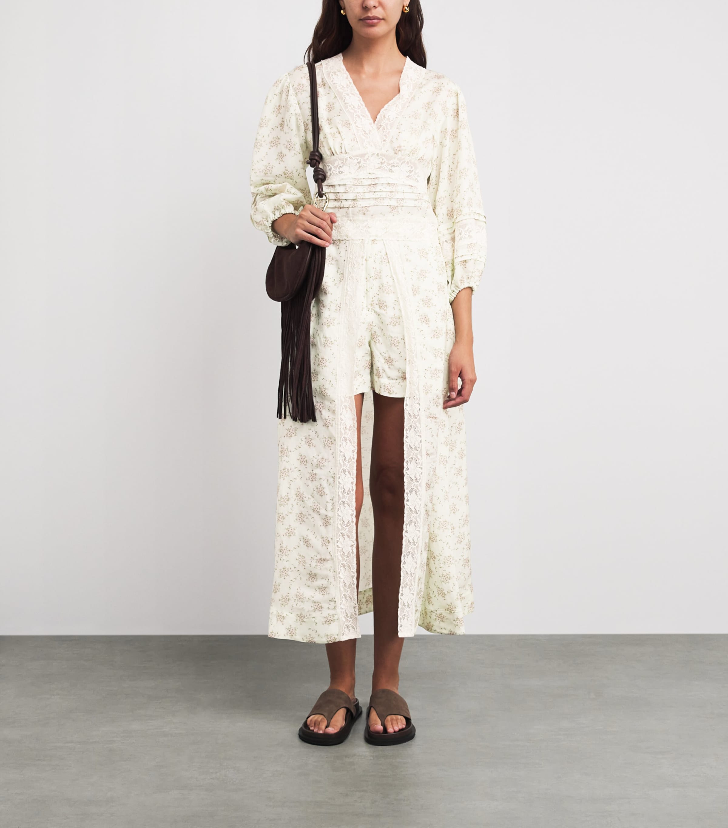 Sandro Paris Womens Floral Tie-Back Blouse Pink / Green Image 2