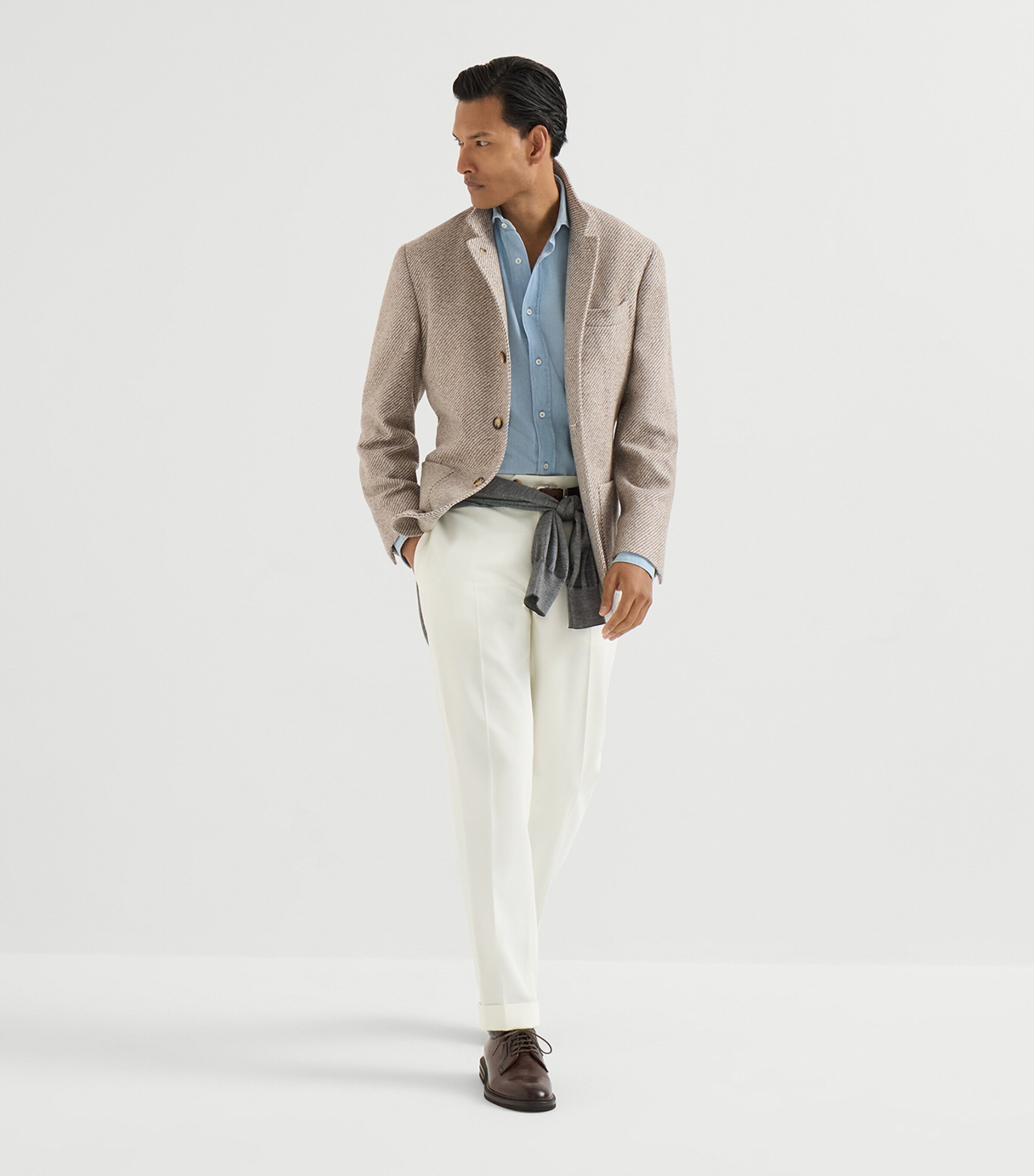 Brunello Cucinelli Mens Cotton-Virgin Wool Gabardine Trousers Image 5
