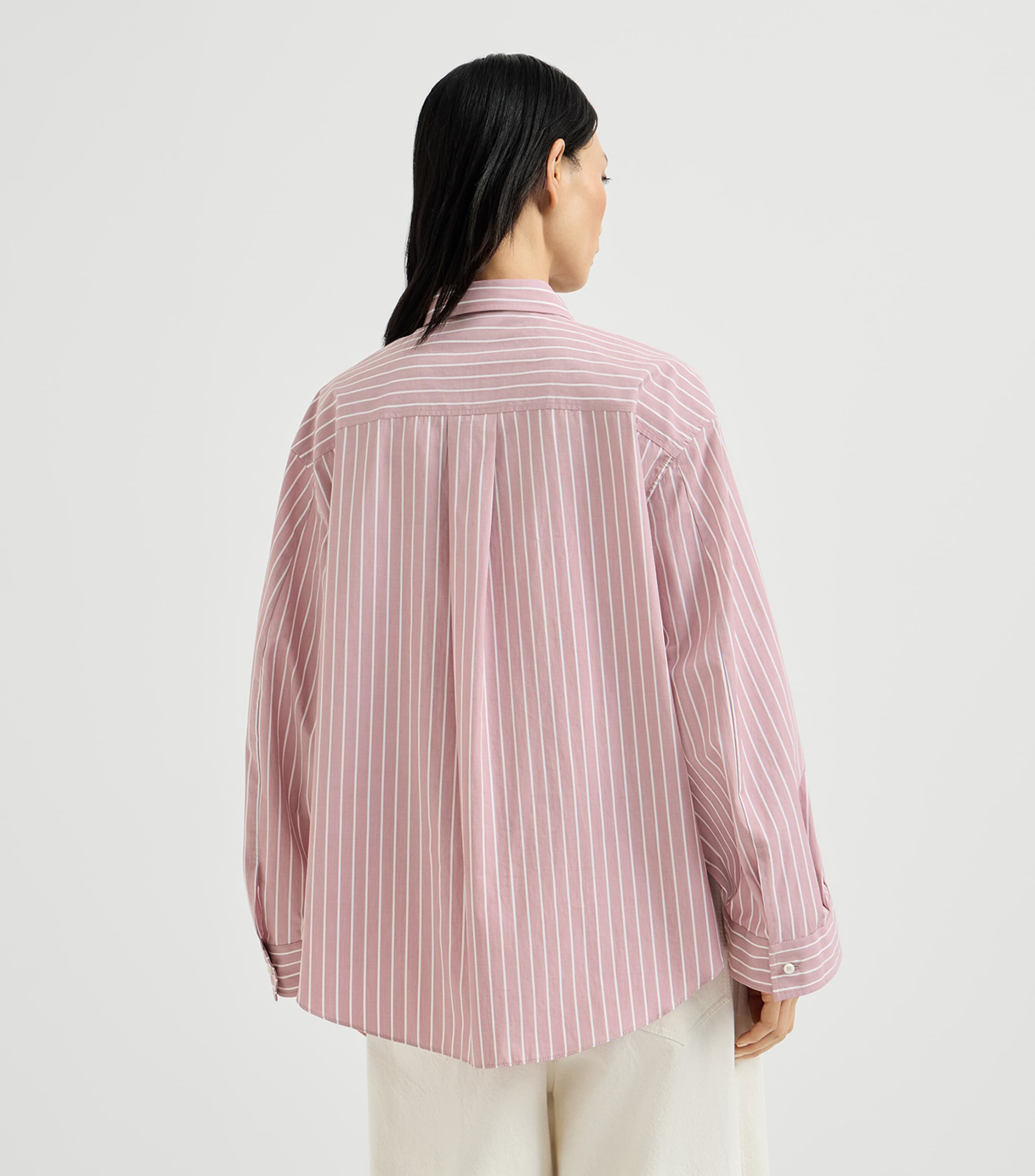 Brunello Cucinelli Womens Cotton Poplin Stripe Shirt Rosa/bianco Image 5