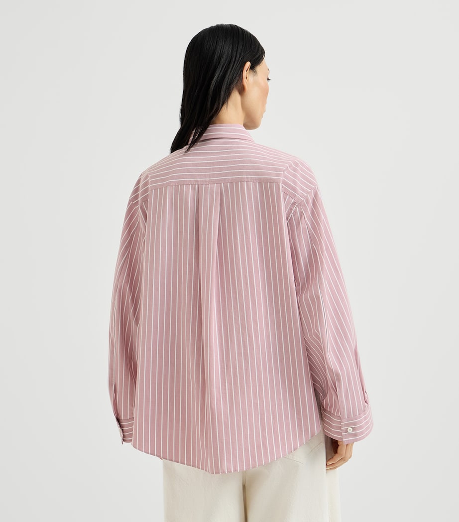 Brunello Cucinelli Womens Cotton Poplin Stripe Shirt Rosa/bianco Image 5