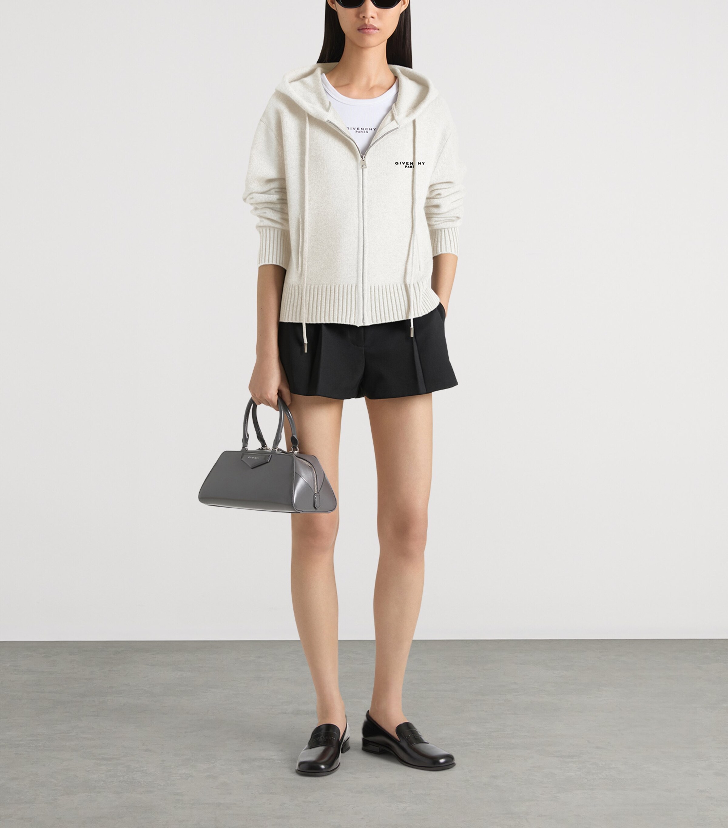 Givenchy Womens Wool-Cashmere Zip-Up Hoodie Ivory Image 2