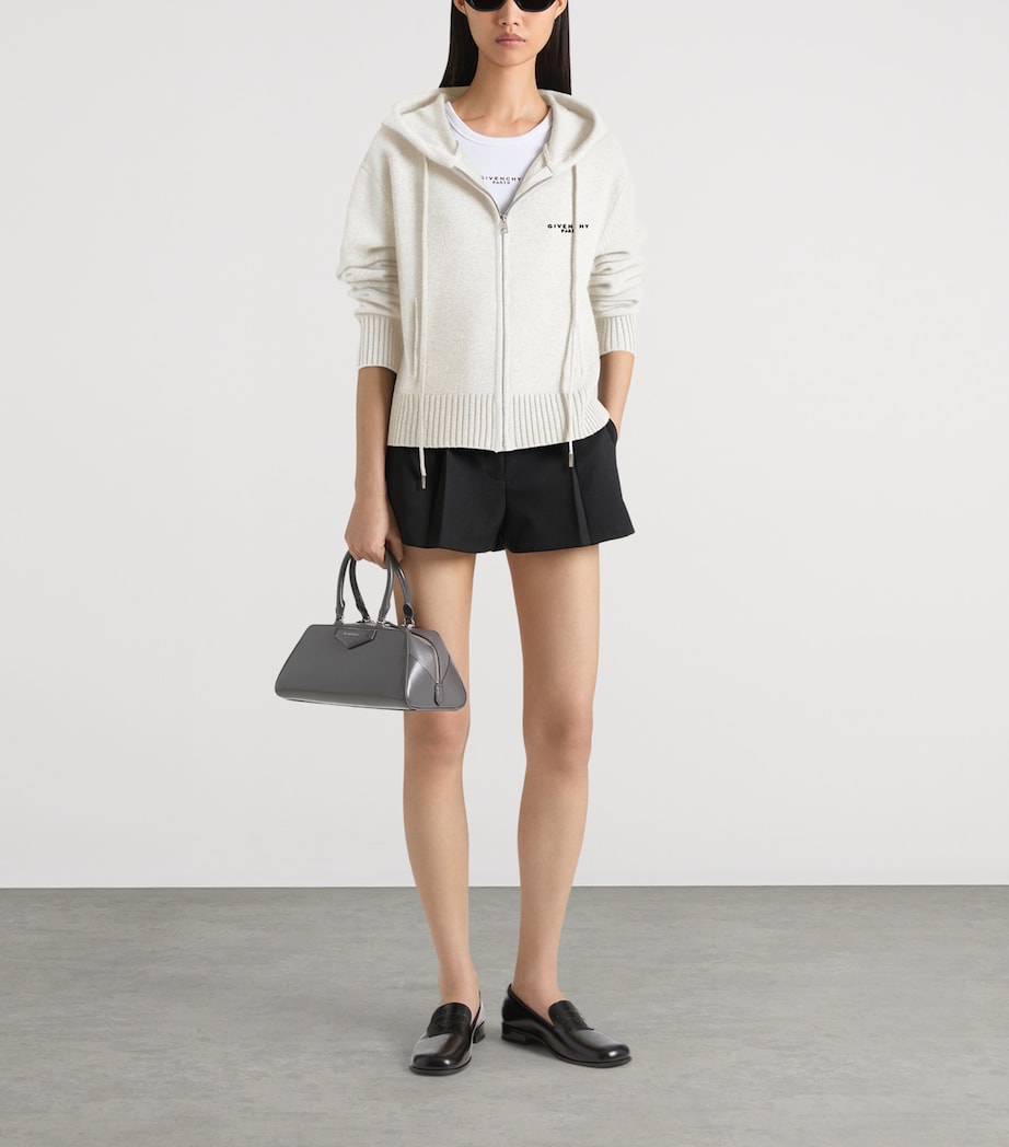 Givenchy Womens Wool-Cashmere Zip-Up Hoodie Ivory Image 2