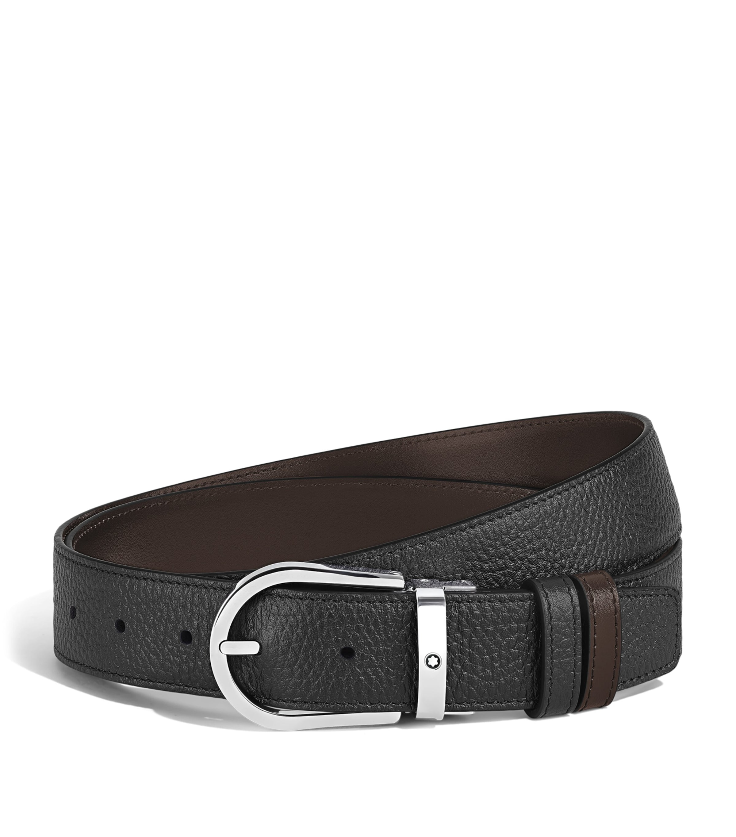 Montblanc Leather Reversible Horseshoe Belt Black/brown Image 1