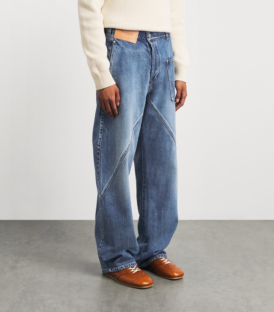 JW Anderson Mens Twisted Workwear Jeans Mid Blue Image 4