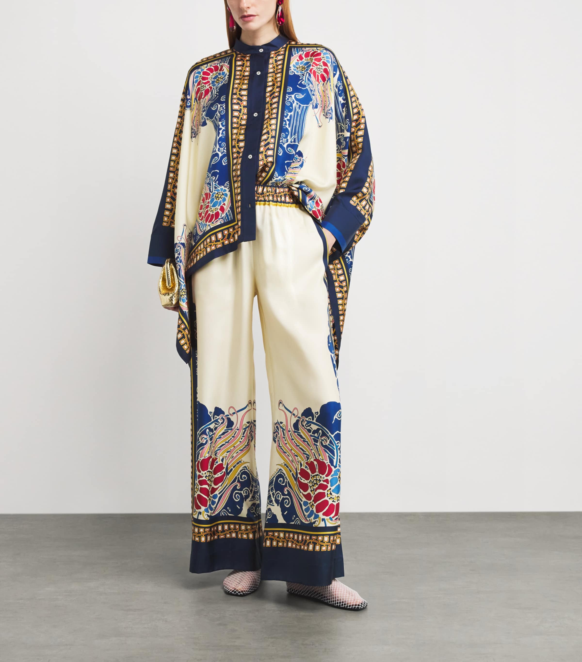 Silk Wide-Leg Palazzo Trousers BU03LEMURIA PLACEE Image 2