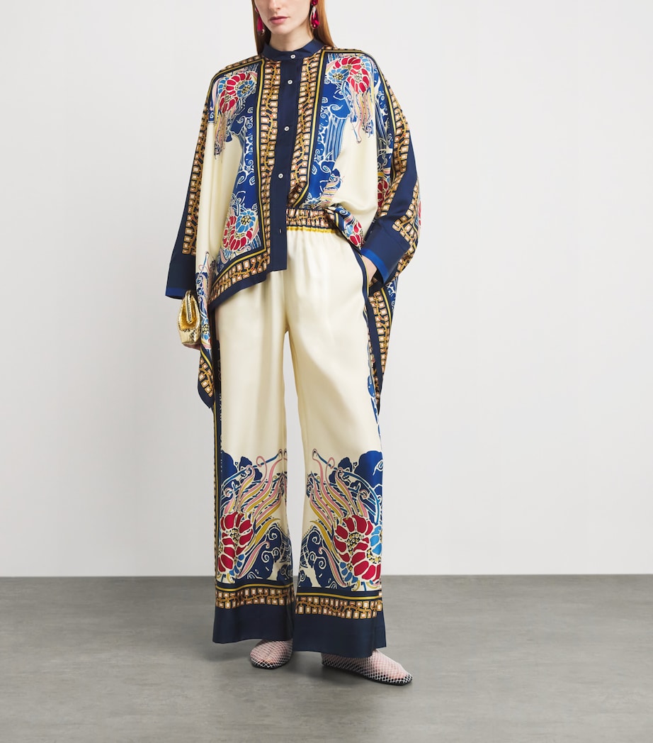 Silk Wide-Leg Palazzo Trousers BU03LEMURIA PLACEE Image 2