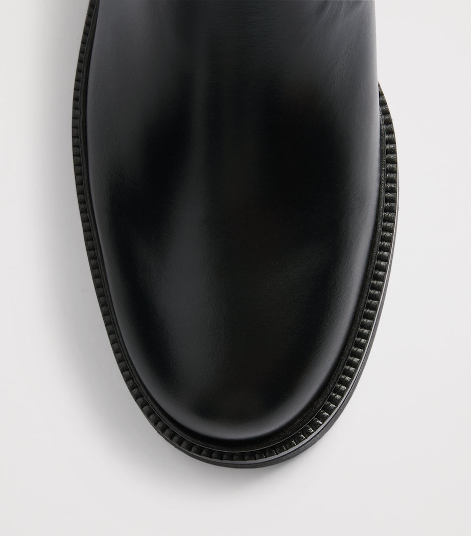 Maje Leather Embellished Knee Boots Black Image 5