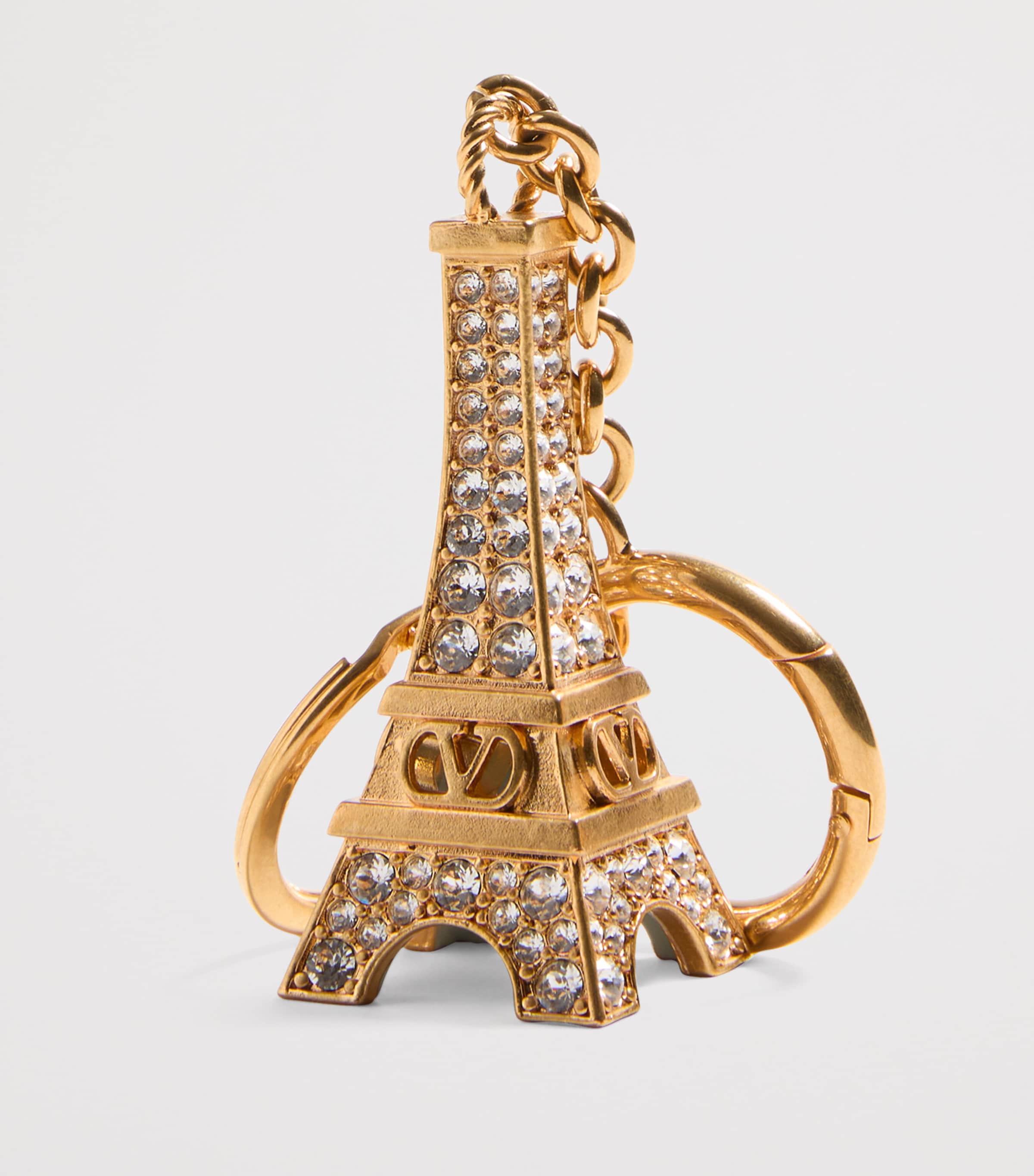【VALENTINO】 VLogo Signature Eiffel Tower keyring Valentino Garavani Eiffel Tower Keyring | Harrods US