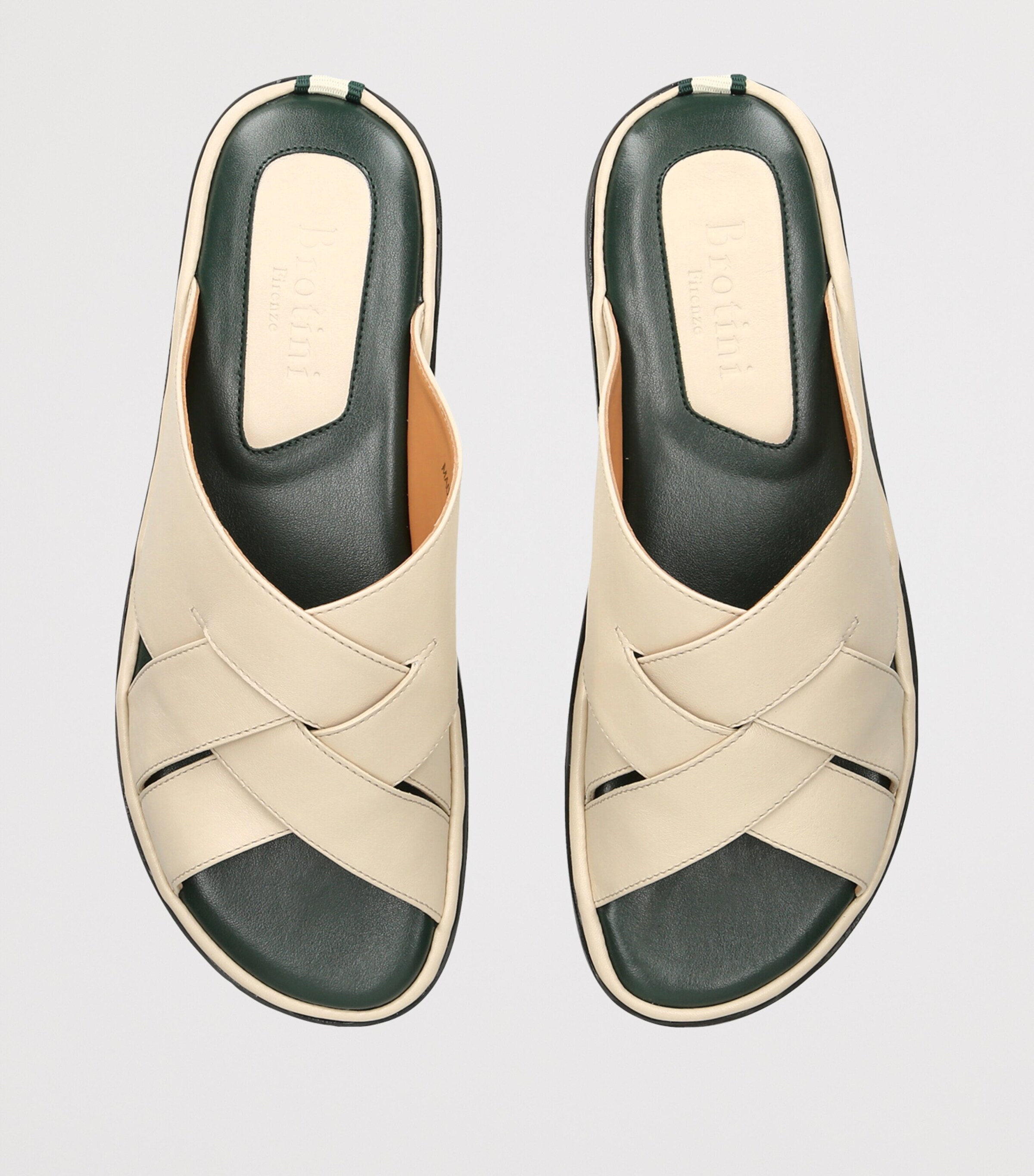 Brotini Leather Cross-Strap Sandals Cream Image 3