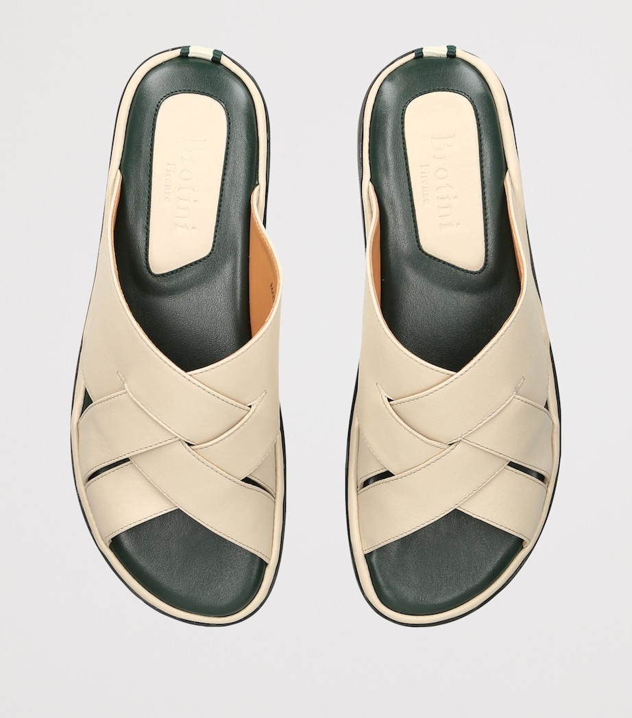 Brotini Leather Cross-Strap Sandals Cream Image 3