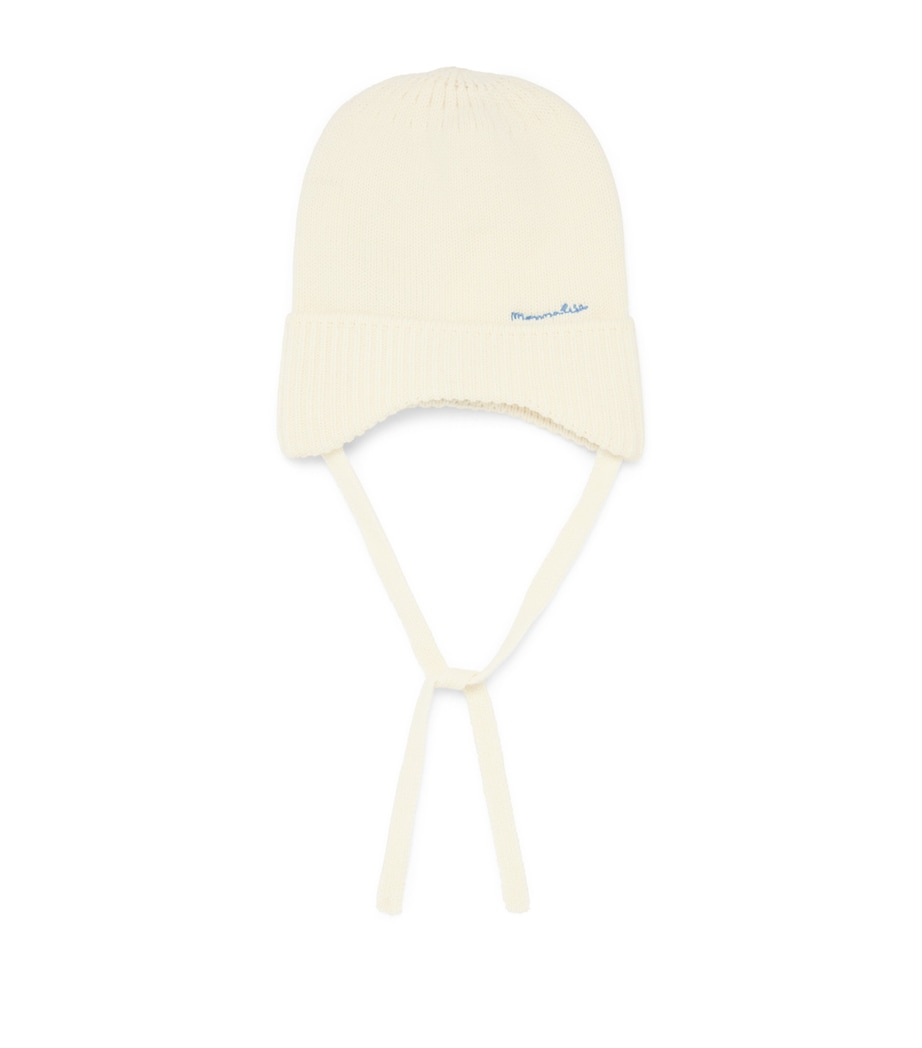 Monnalisa Wool-Blend Logo Hat Panna Image 1