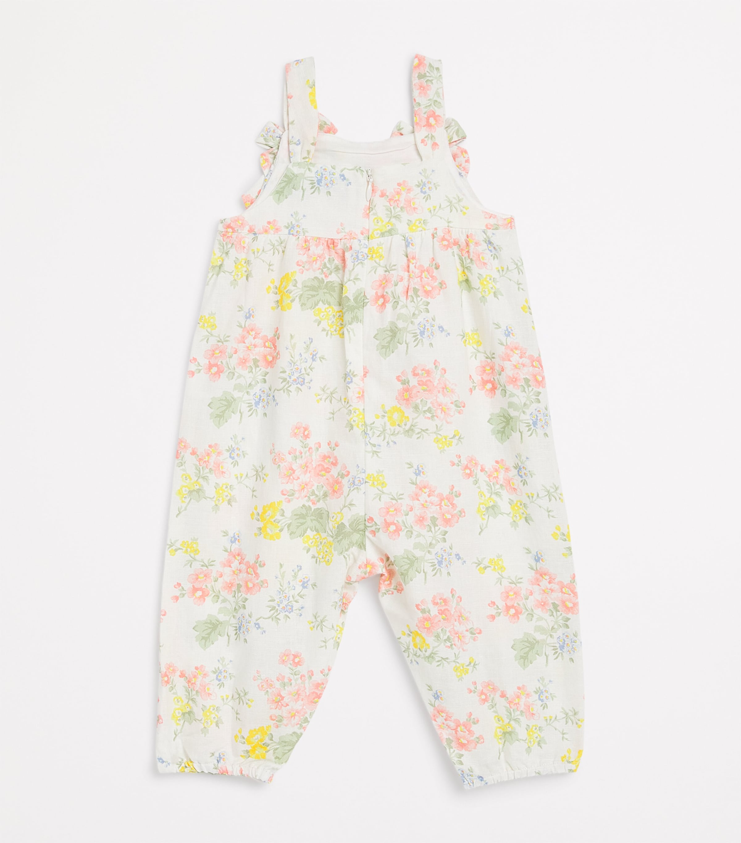 Tartine et Chocolat Linen-Cotton Floral Playsuit (3-18 Months) Nacre Image 2