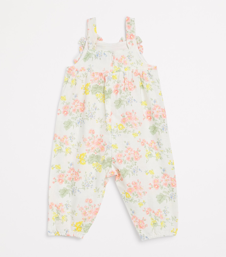 Tartine et Chocolat Linen-Cotton Floral Playsuit (3-18 Months) Nacre Image 2