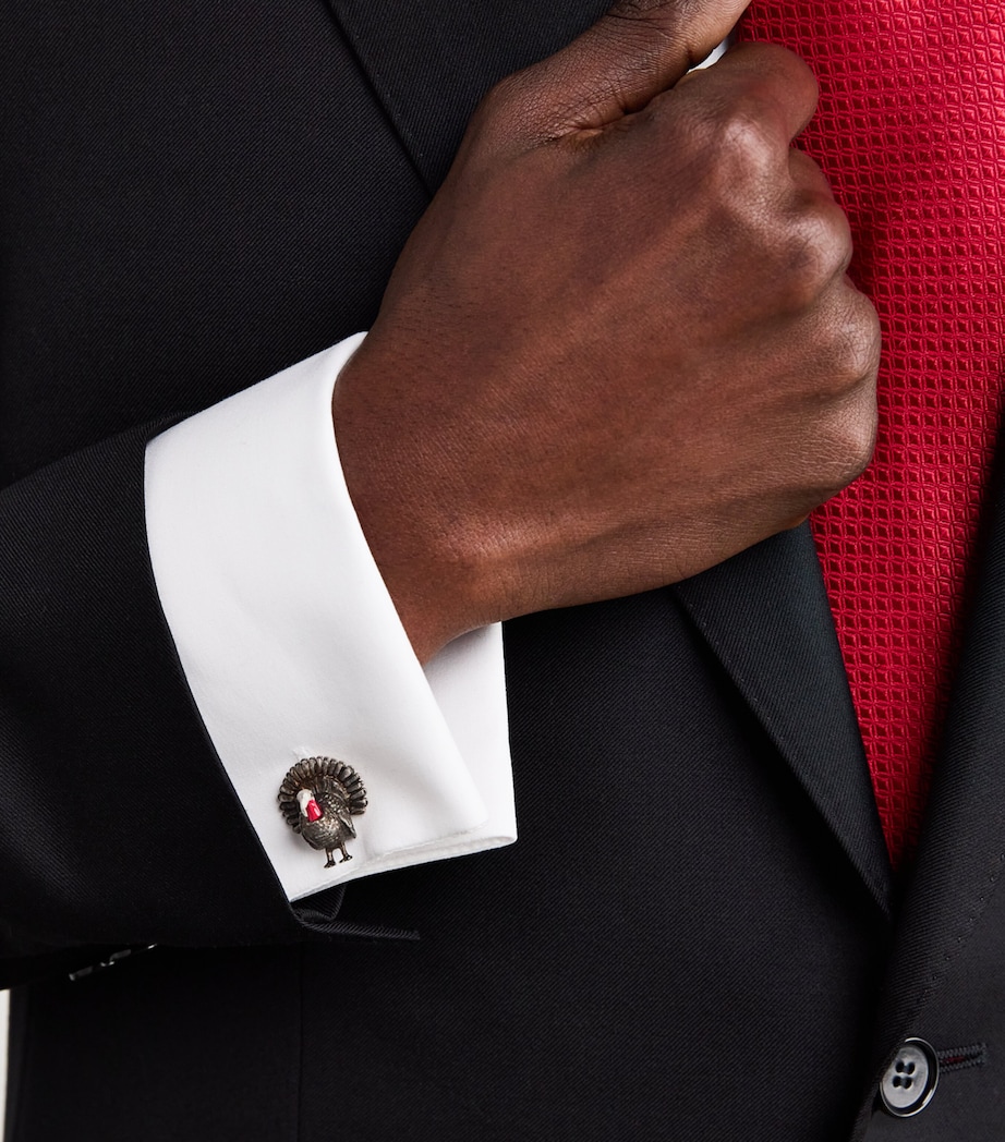 Sterling Silver Wild Turkey Cufflinks BLACK Image 4