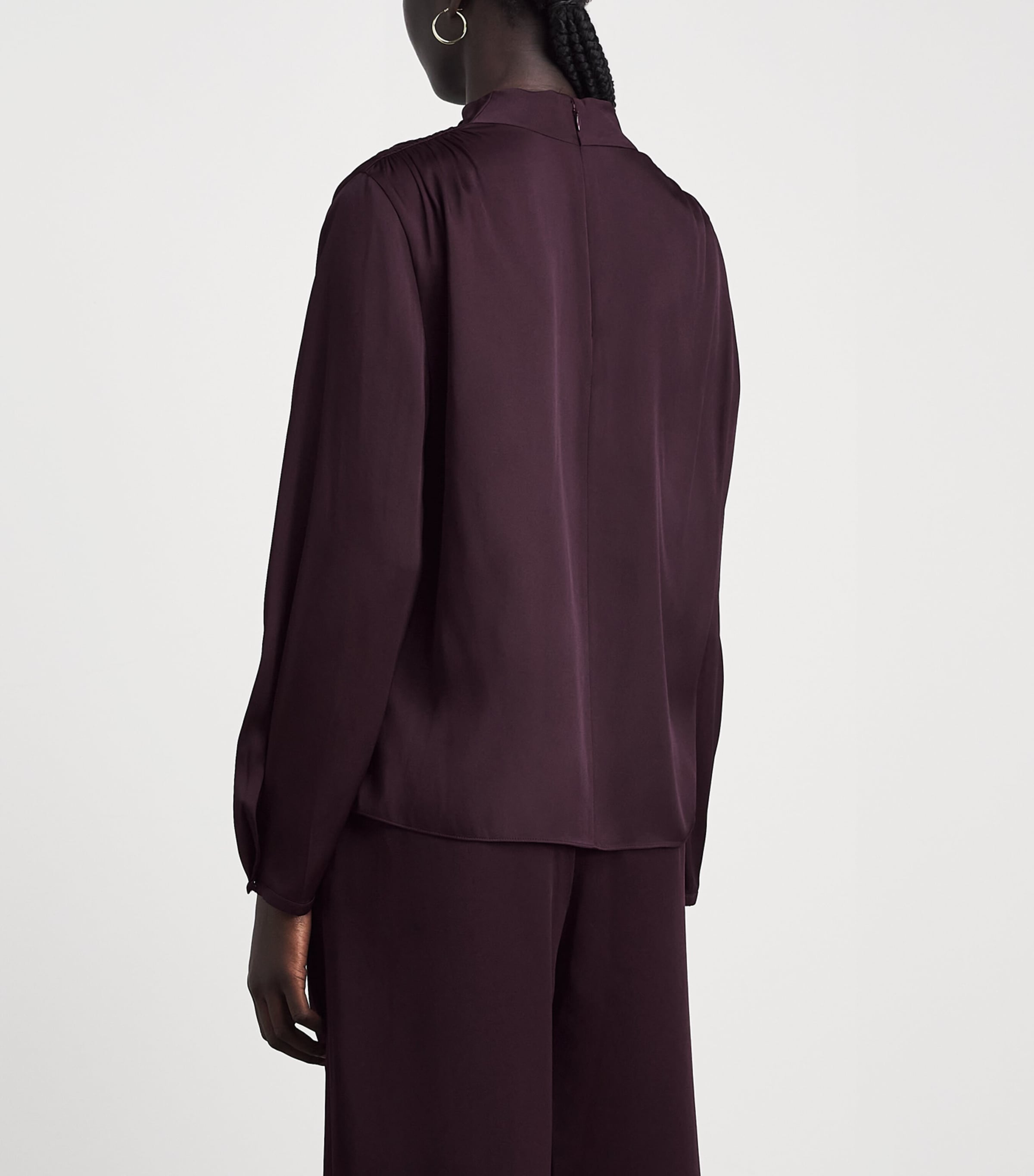 Vince Womens Satin Cowl-Neck Blouse Blackberry Image 5