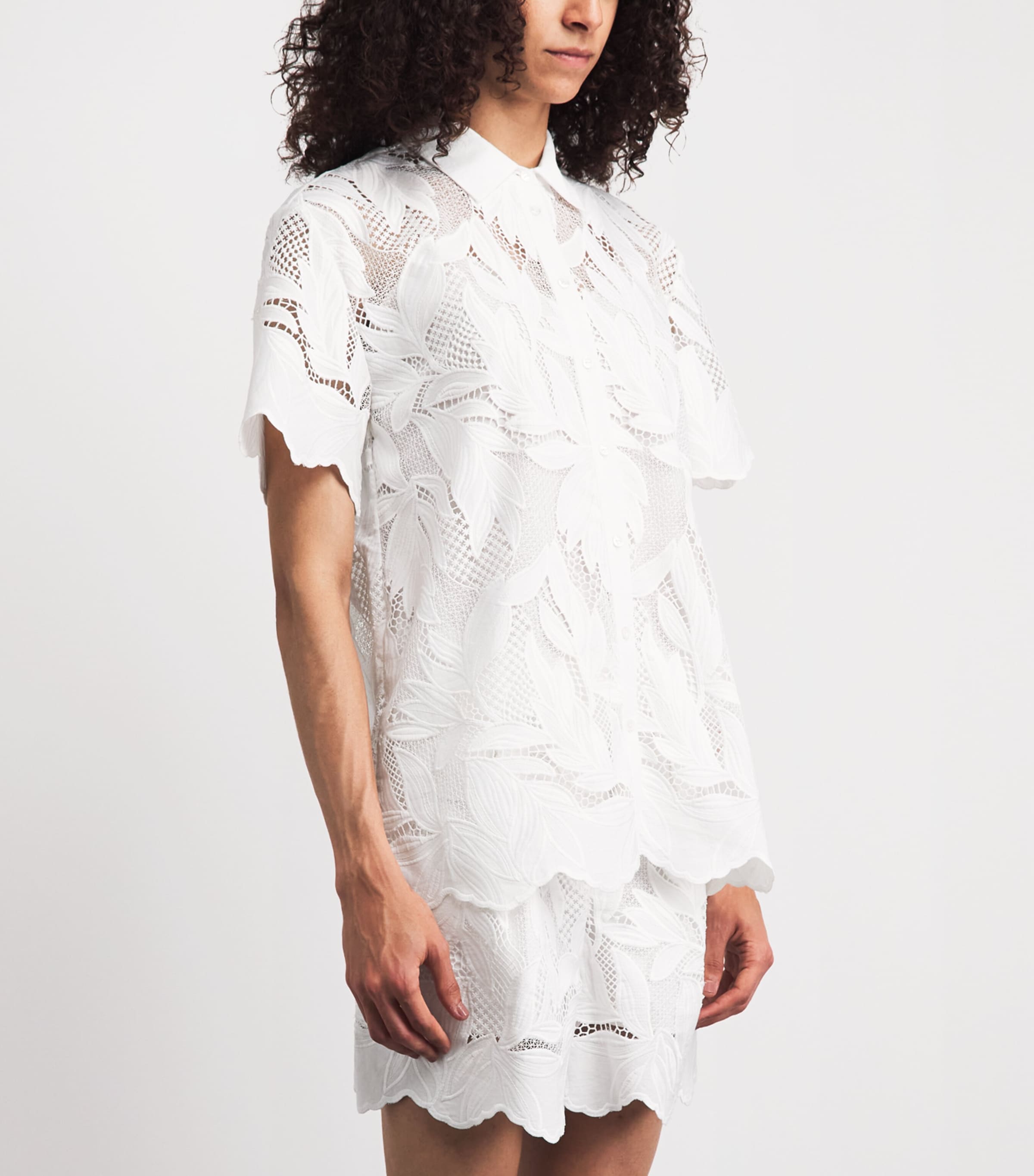 Erdem Womens Crochet Cutwork Short-Sleeve Shirt Ivory Image 4