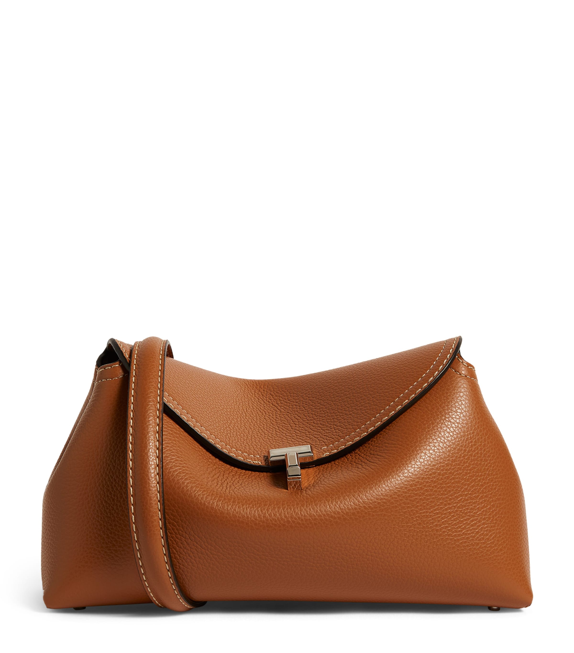 Totême Leather T-lock Clutch Bag In Brown