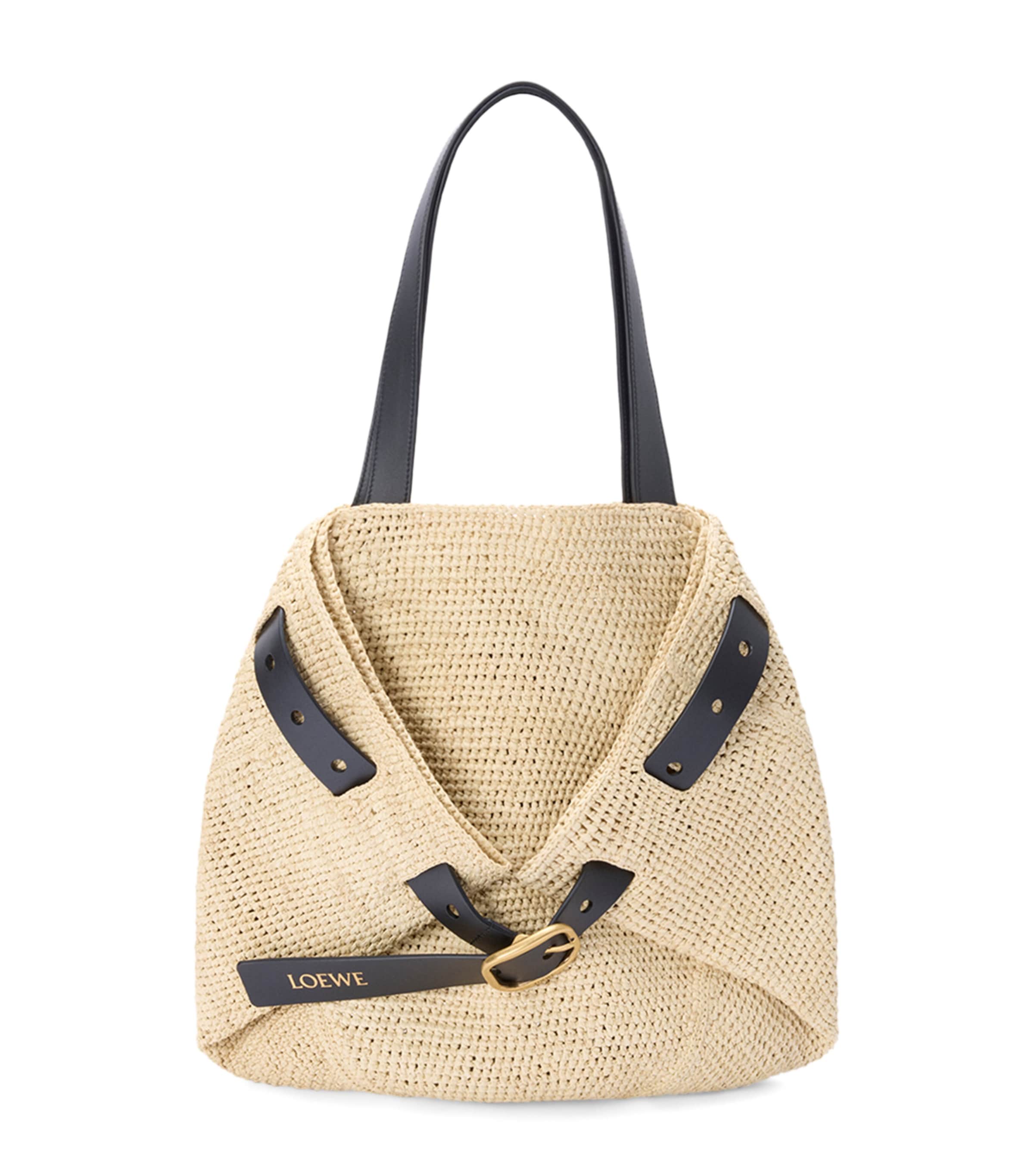 トートバッグ LOEWE medium rafia tote bag Shop Loewe - LOEWE x Paula's Ibiza Medium Logo Raffia Tote