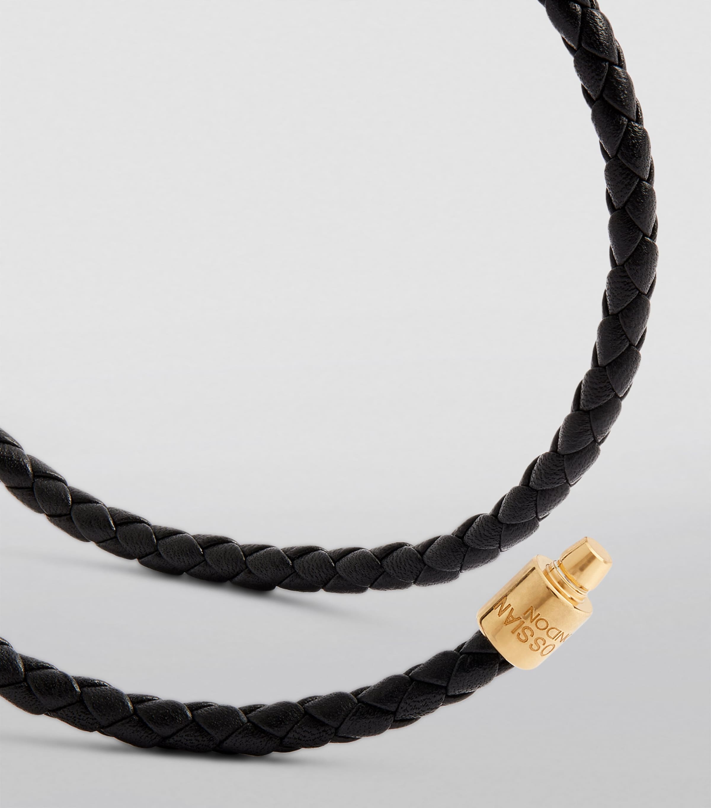 Tateossian Gold-Plated Leather Macramé Bracelet Gold/ Black Image 3