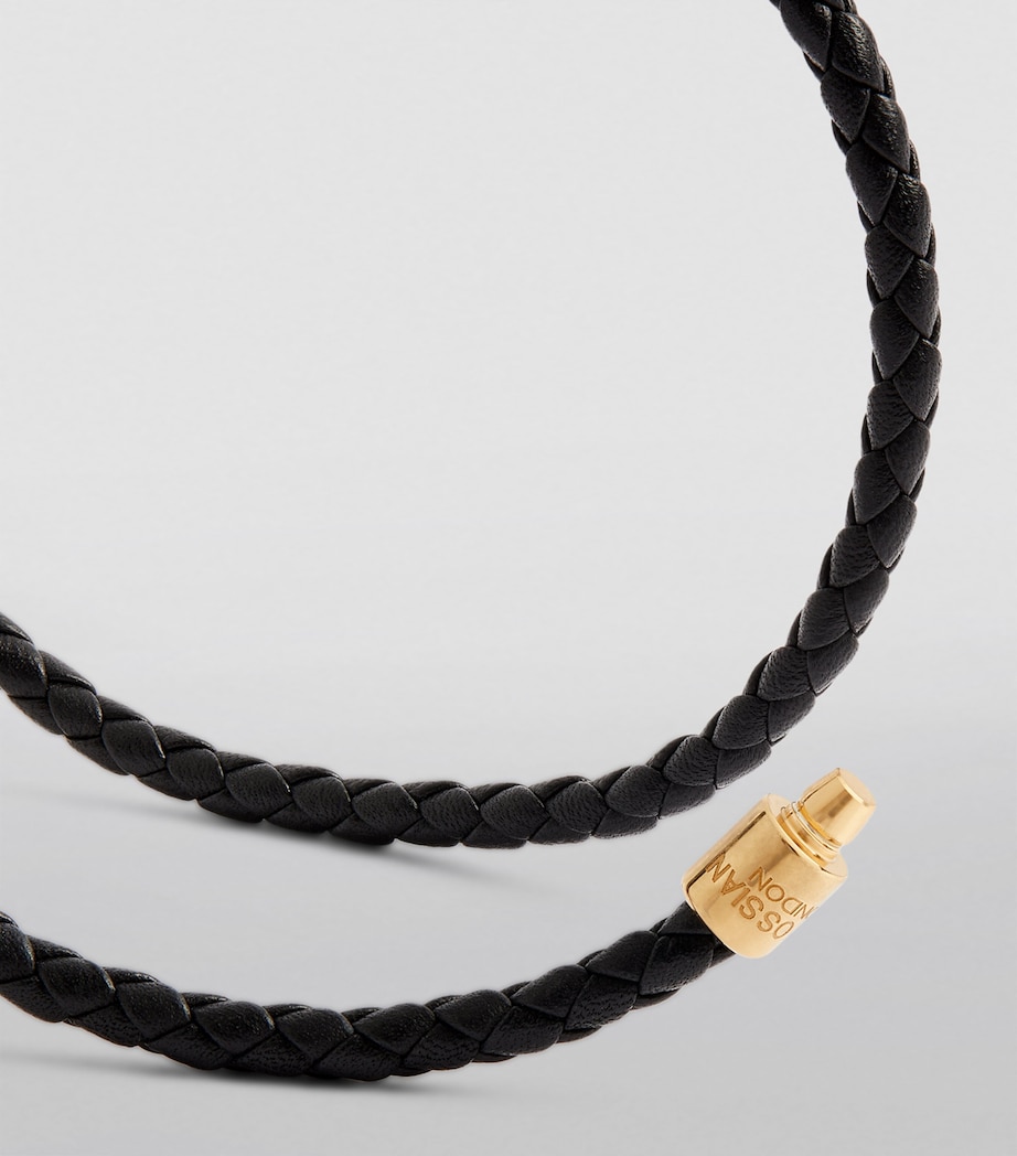 Tateossian Gold-Plated Leather Macramé Bracelet Gold/ Black Image 3