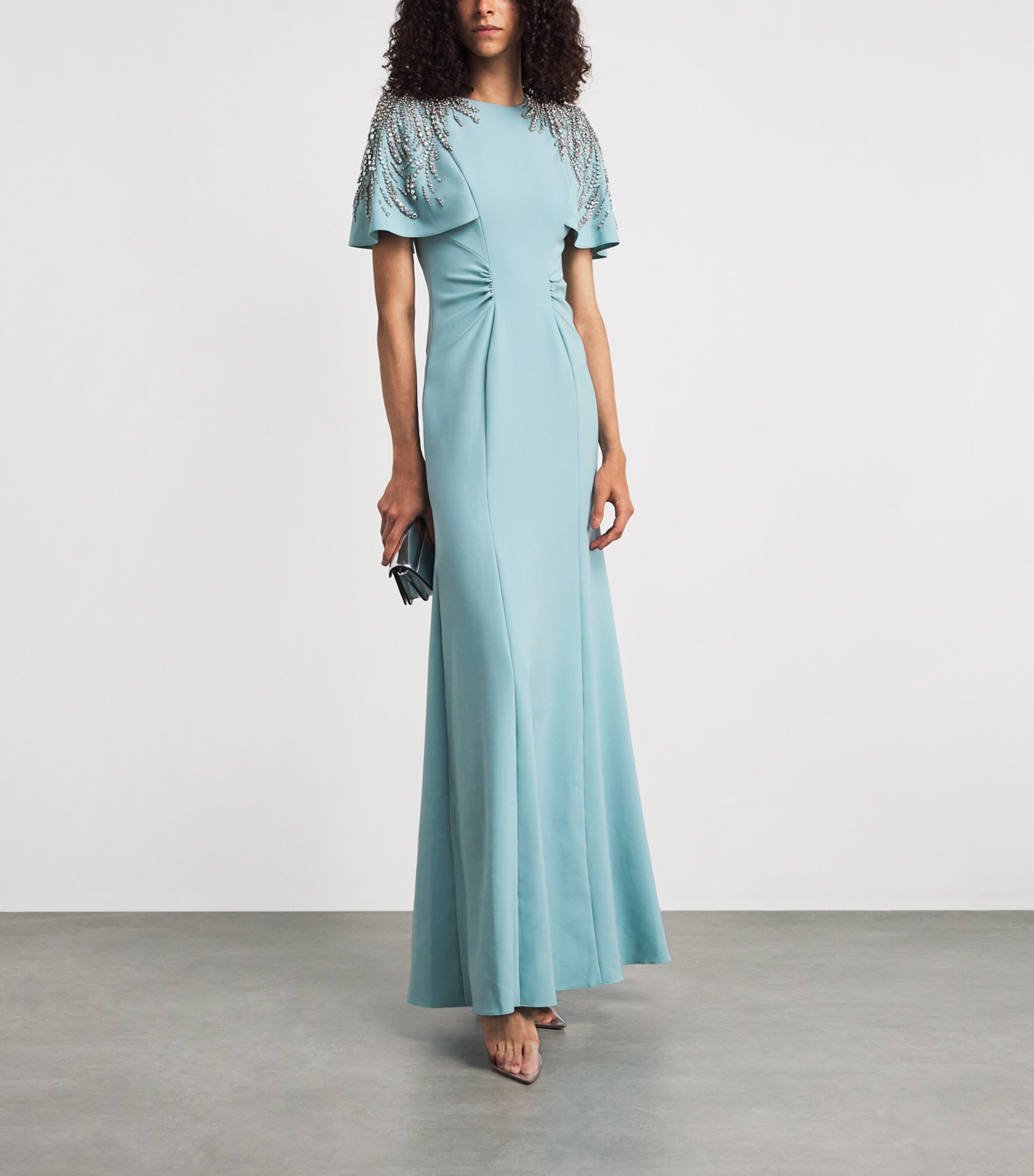 Jenny Packham Womens Embellished Petal Gown Bluebird Image 2