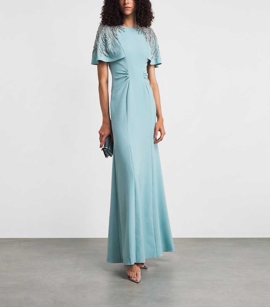 Jenny Packham Womens Embellished Petal Gown Bluebird Image 2