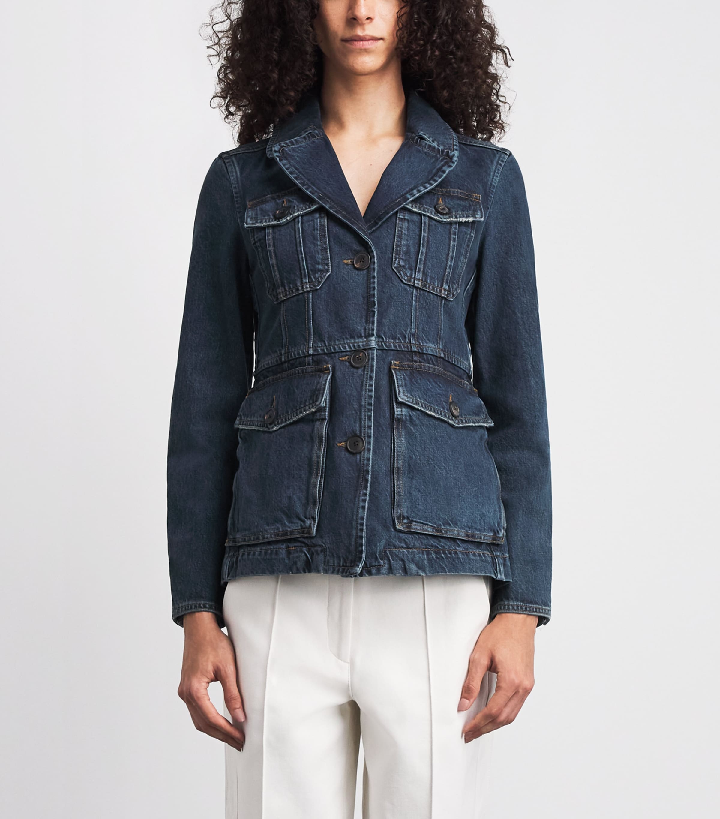ME+EM Womens Denim Utility Jacket Authentic Dark Blue Image 4