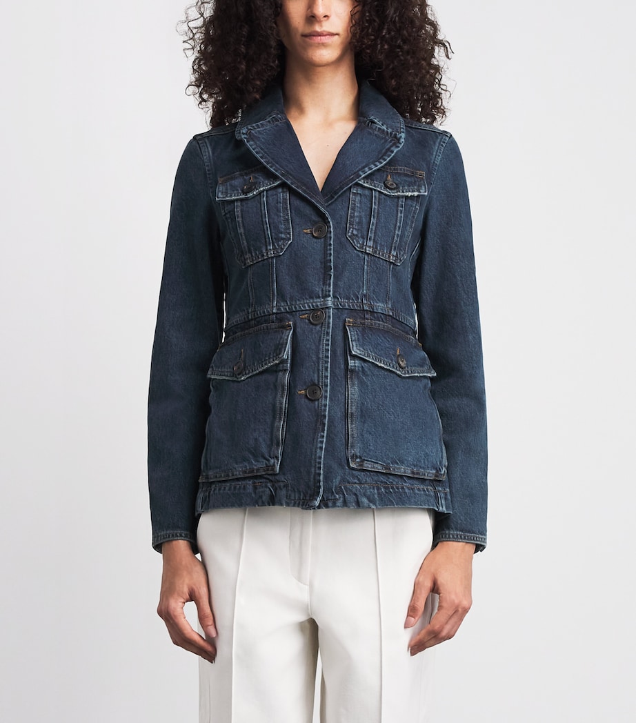 ME+EM Womens Denim Utility Jacket Authentic Dark Blue Image 4