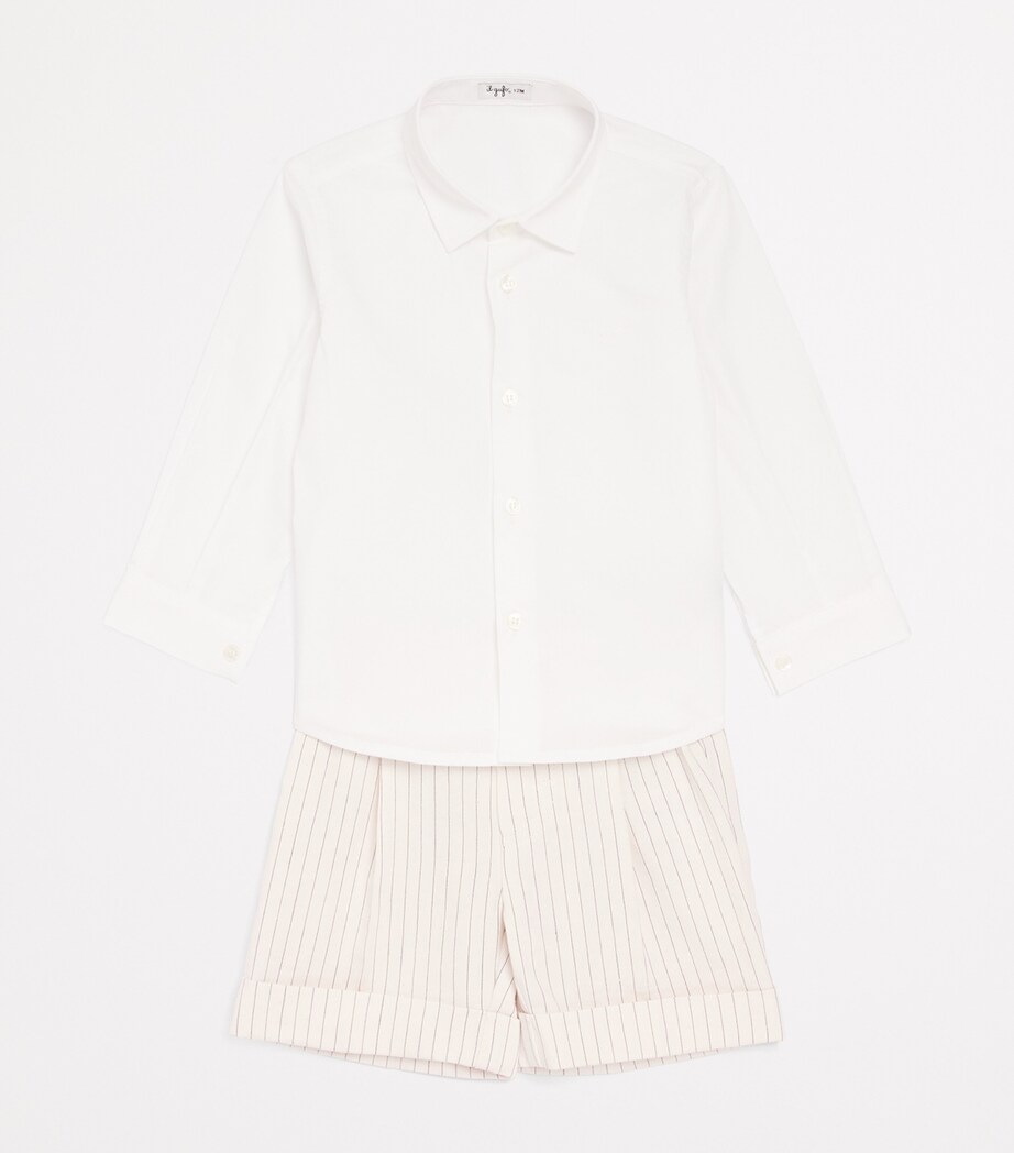 Il Gufo Linen Striped Bermuda Shorts (2-12 Years) Light Beige Image 3