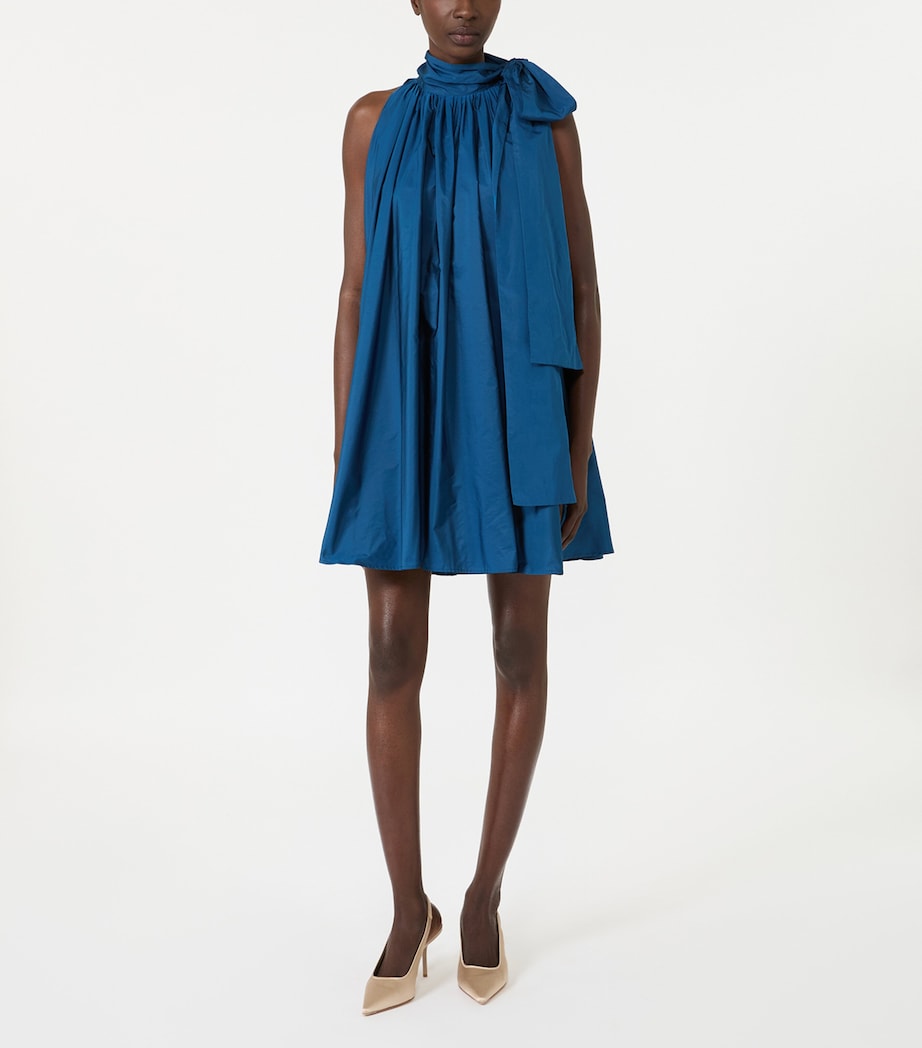 Max Mara Womens Satin Scarf Neck Mini Dress Navy Image 3