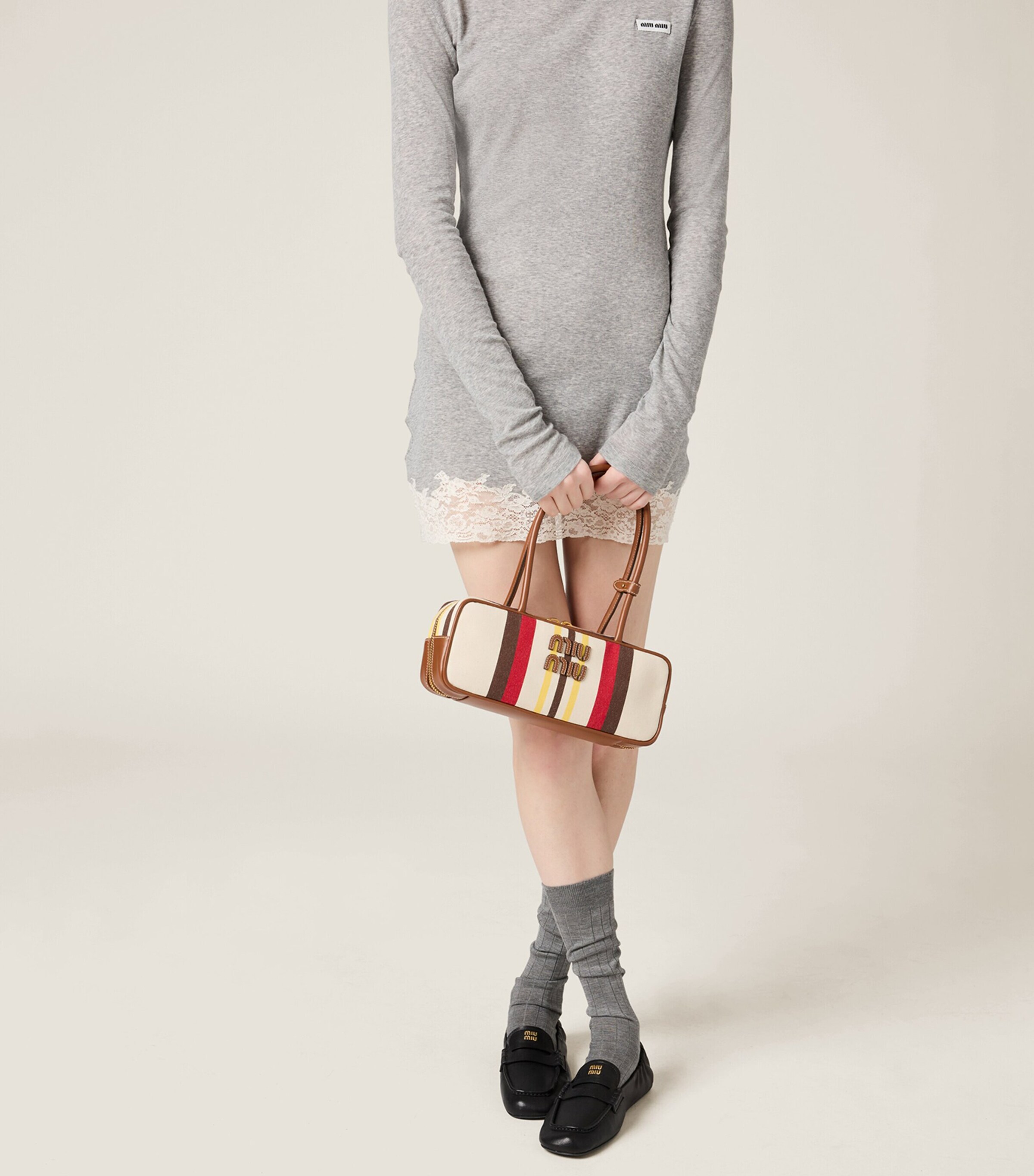 Miu Miu Canvas-Leather Beau Bag Image 2
