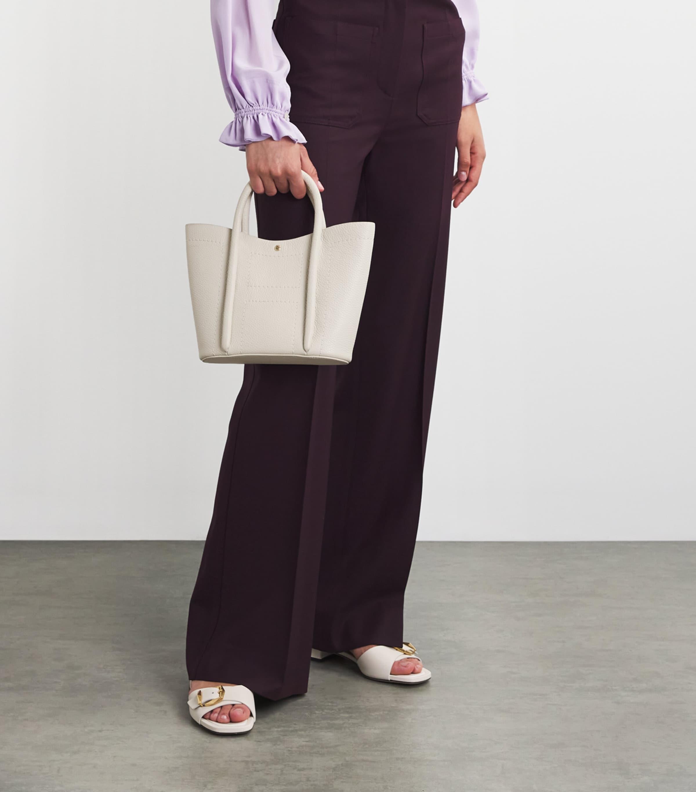 Harrods Grab Leather Rope Tote Bag Birch Image 5