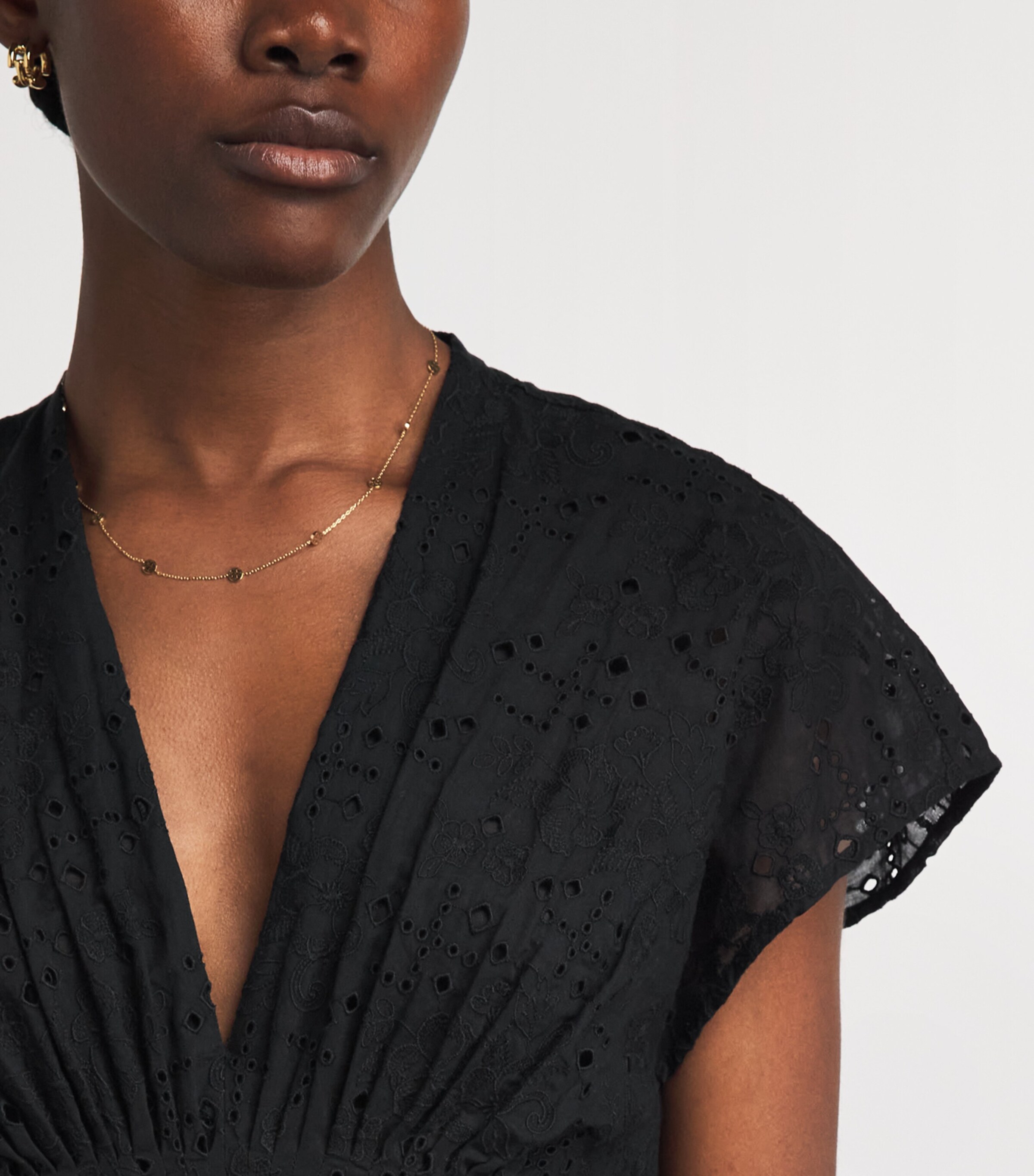 Tory Burch Womens Broderie Anglaise Midi Dress Black Image 5