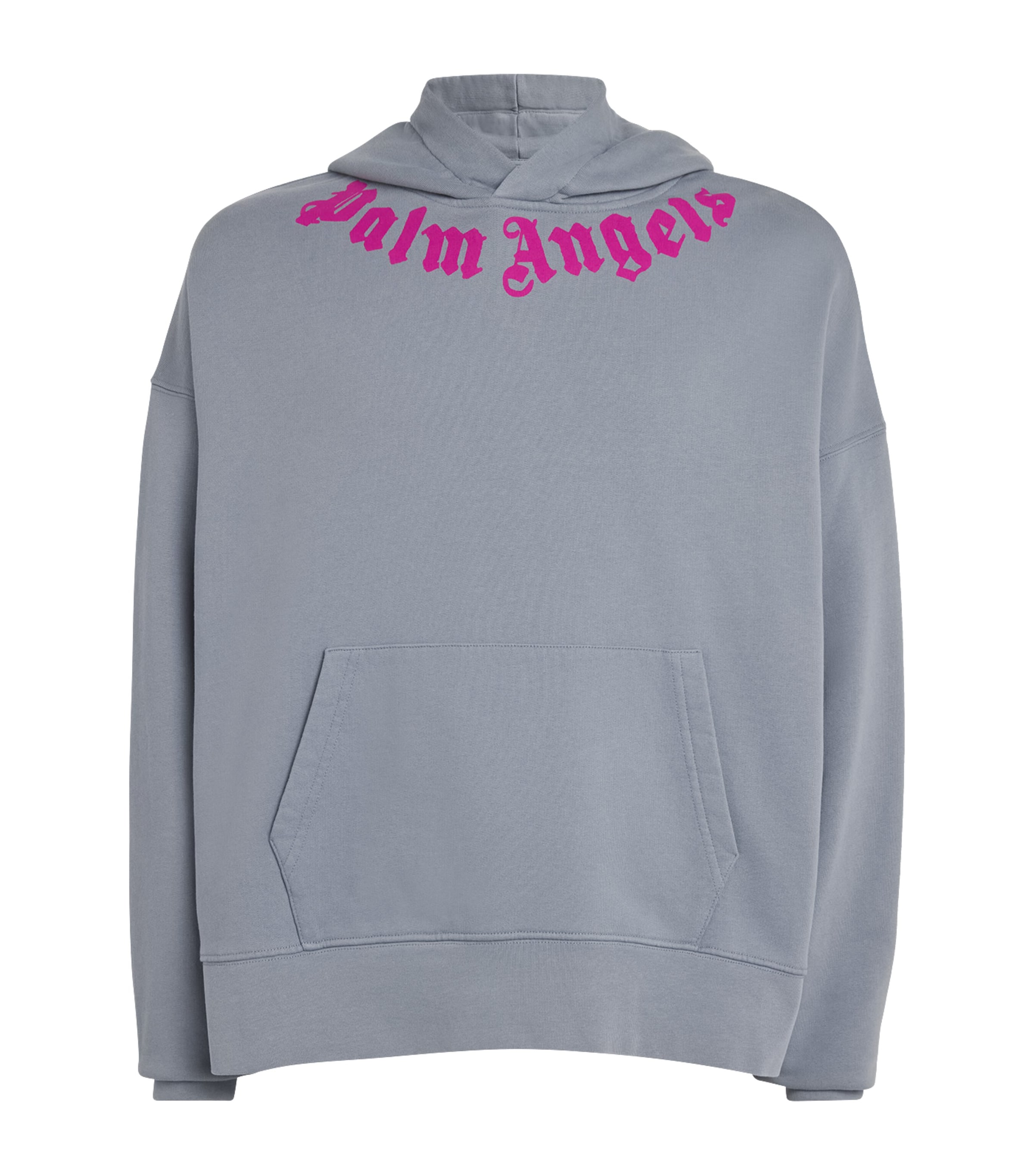 Shop Palm Angels Cotton Logo Hoodie In Grey